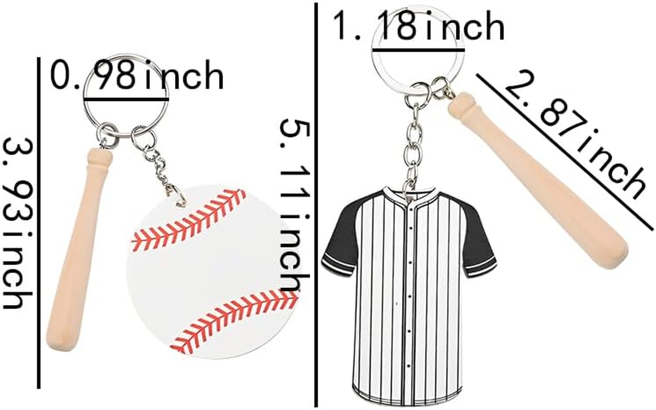 Baseball Themed Gifts for Team Sports Party Favors for Baseball Player Graduation Birthday Gifts for Grandson Son Softball Team Sports Bag Charms for Backpack School Bag DIY Crafting Keychain 2 Pcs image number 1