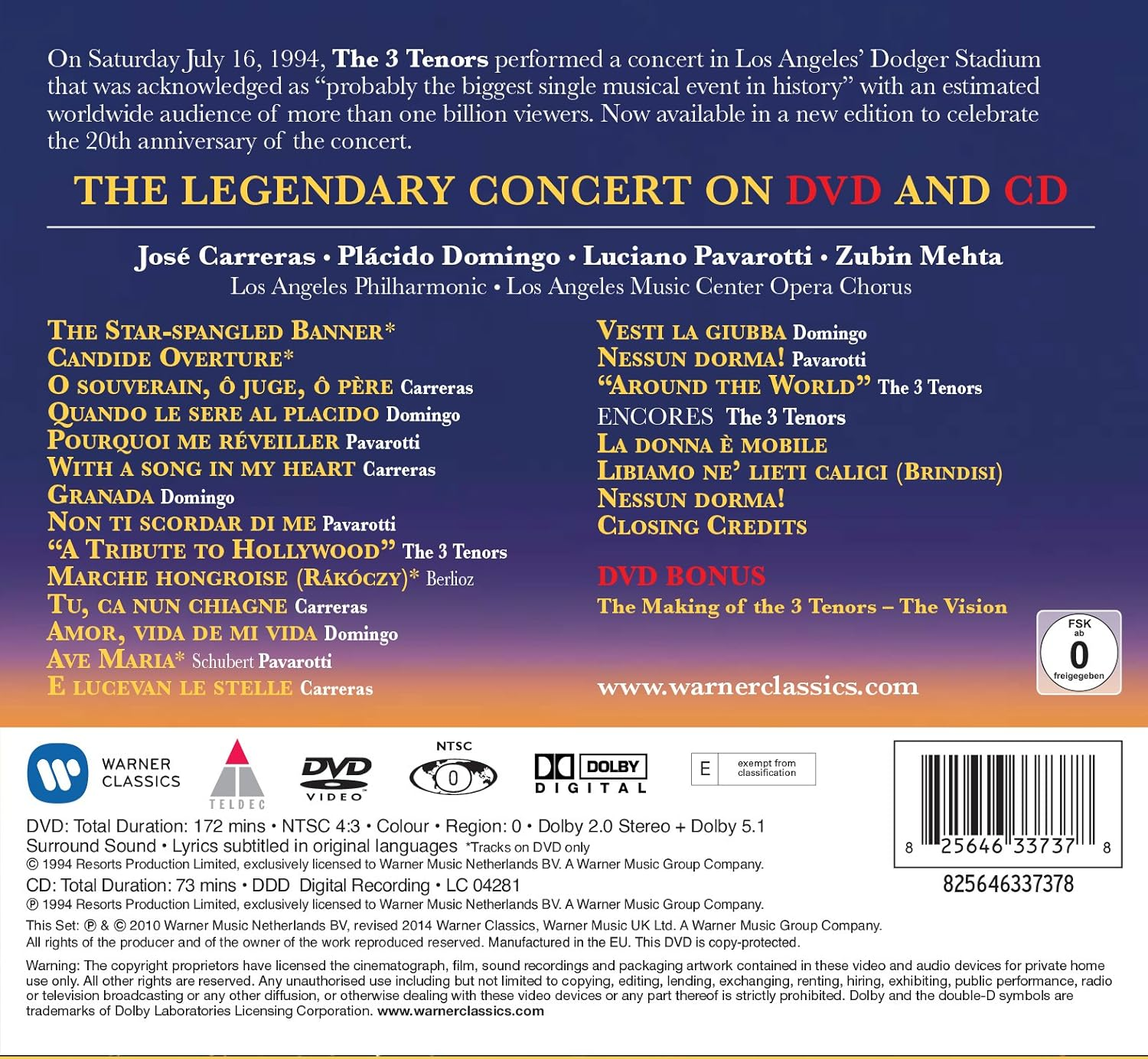 3 TENORS in CONCERT 1994 (20TH ANNIV CEL