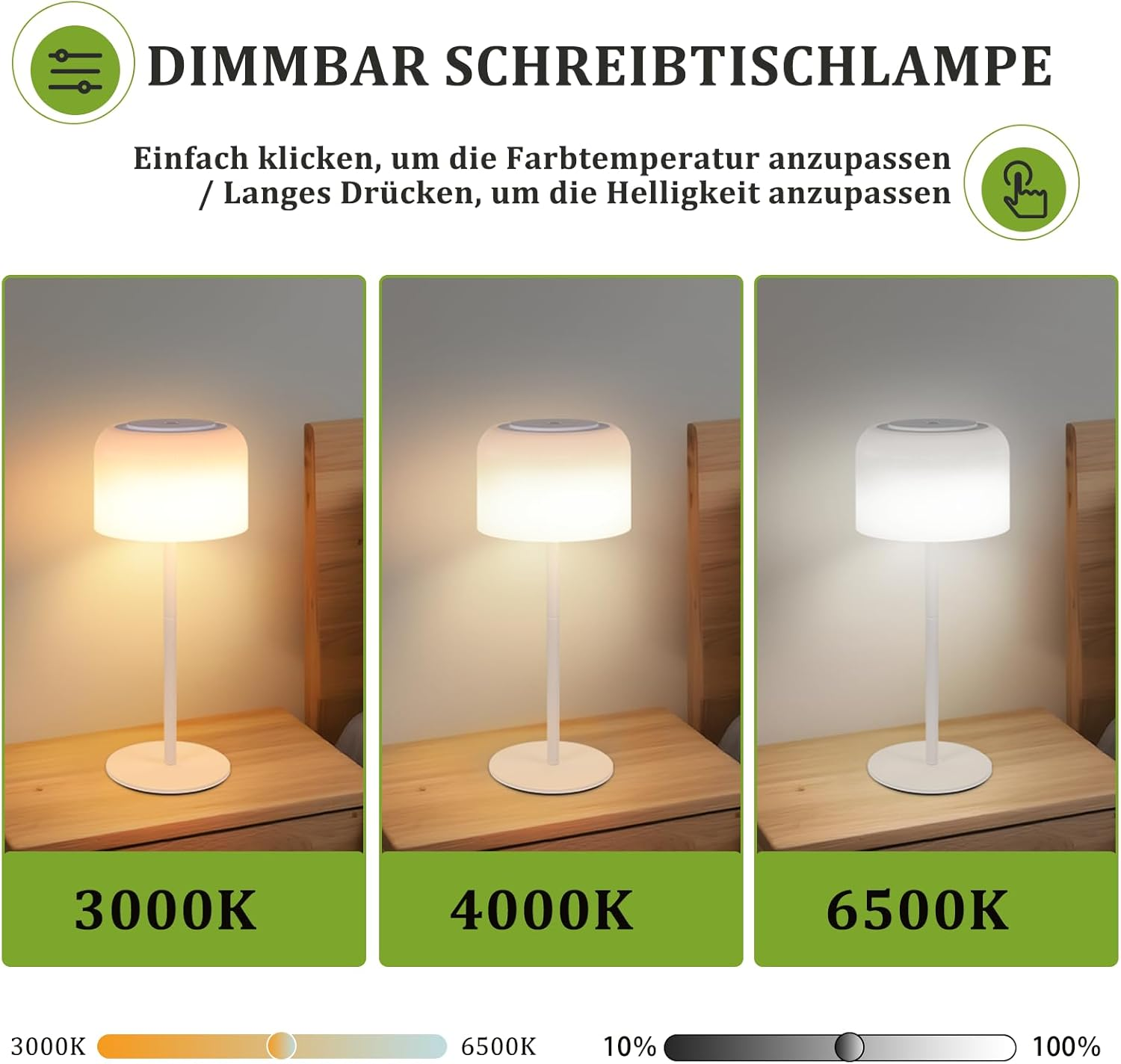 Homefire LED Table Lamp Wireless Battery Table Lamp Dimmable 3000K-6500K with USB-C Rechargeable Height Adjustable Waterproof Table Lamp for Indoor Outdoor Dining Room Bedroom image number 1