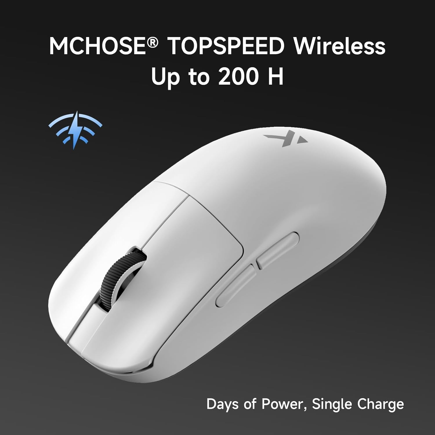 MCHOSE L7 Ultra Topspeed Wireless Gaming Mouse with PAW3950 42K Sensor, 46G Super Lightweight, OMR Optical Switches, 8000Khz Polling Rate, 2.4Ghz/Bt/Wired Tri-Mode, 8 Programmable Controls (White)