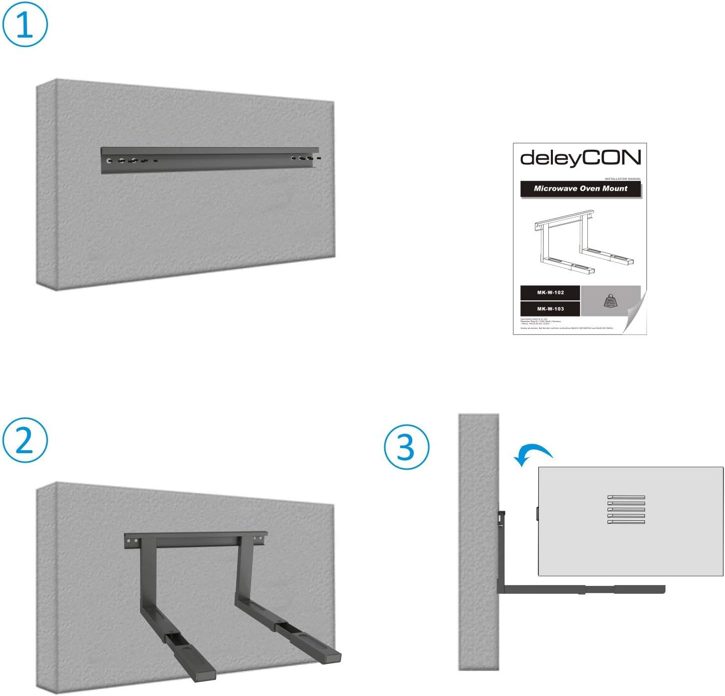 Deleycon Universal Microwave Wall Mount Microwave up to 35 Kg Extendable up to 53.5 Cm Oven Wall Mount Grill Oven Coffee Machines Black image number 2