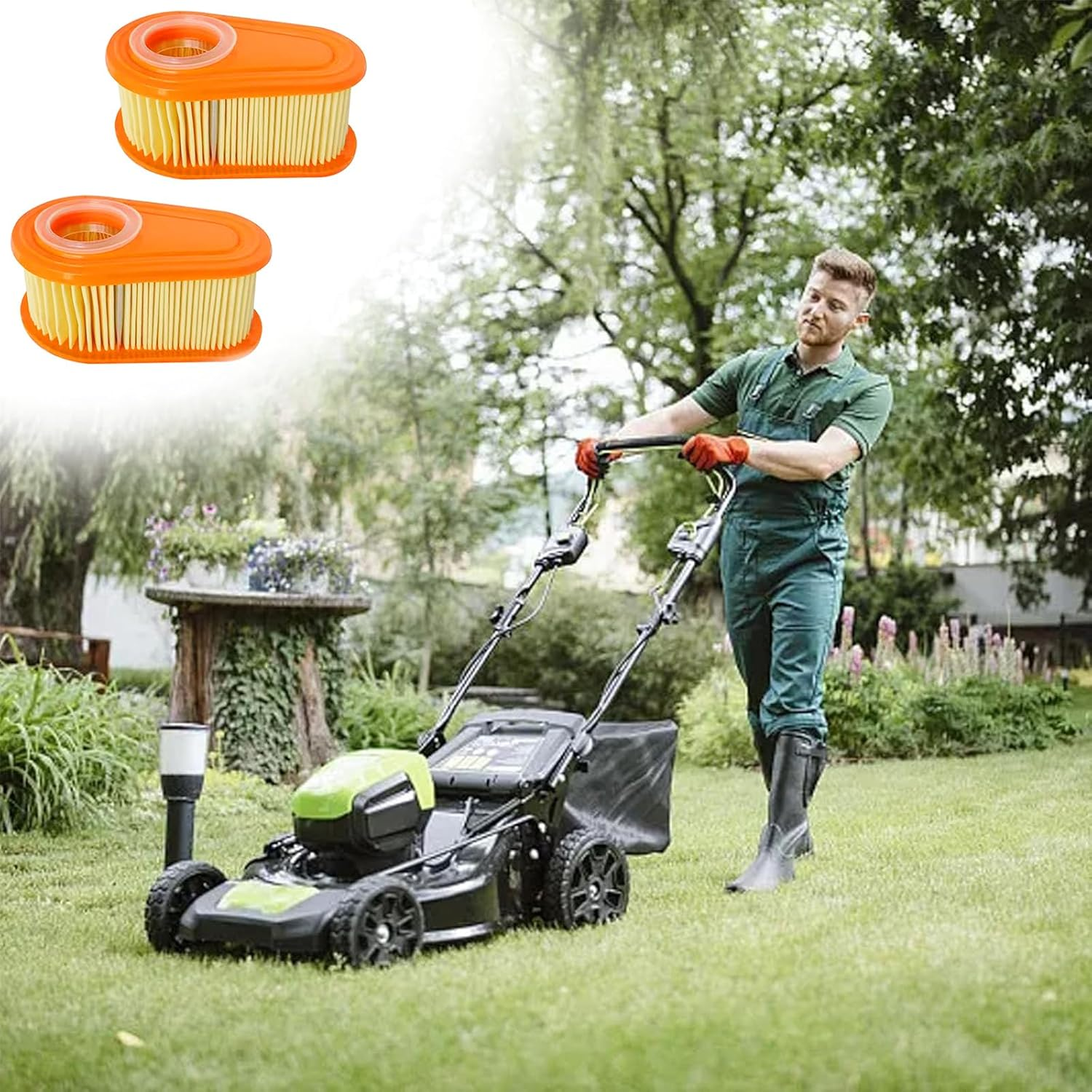 2 Pcs Air Filter Cartridge for Lawn Mowers, Engine Filter Replacement Compatible with Briggs and Stratton 005419, 96254, 795066, 792038, 790388 image number 1