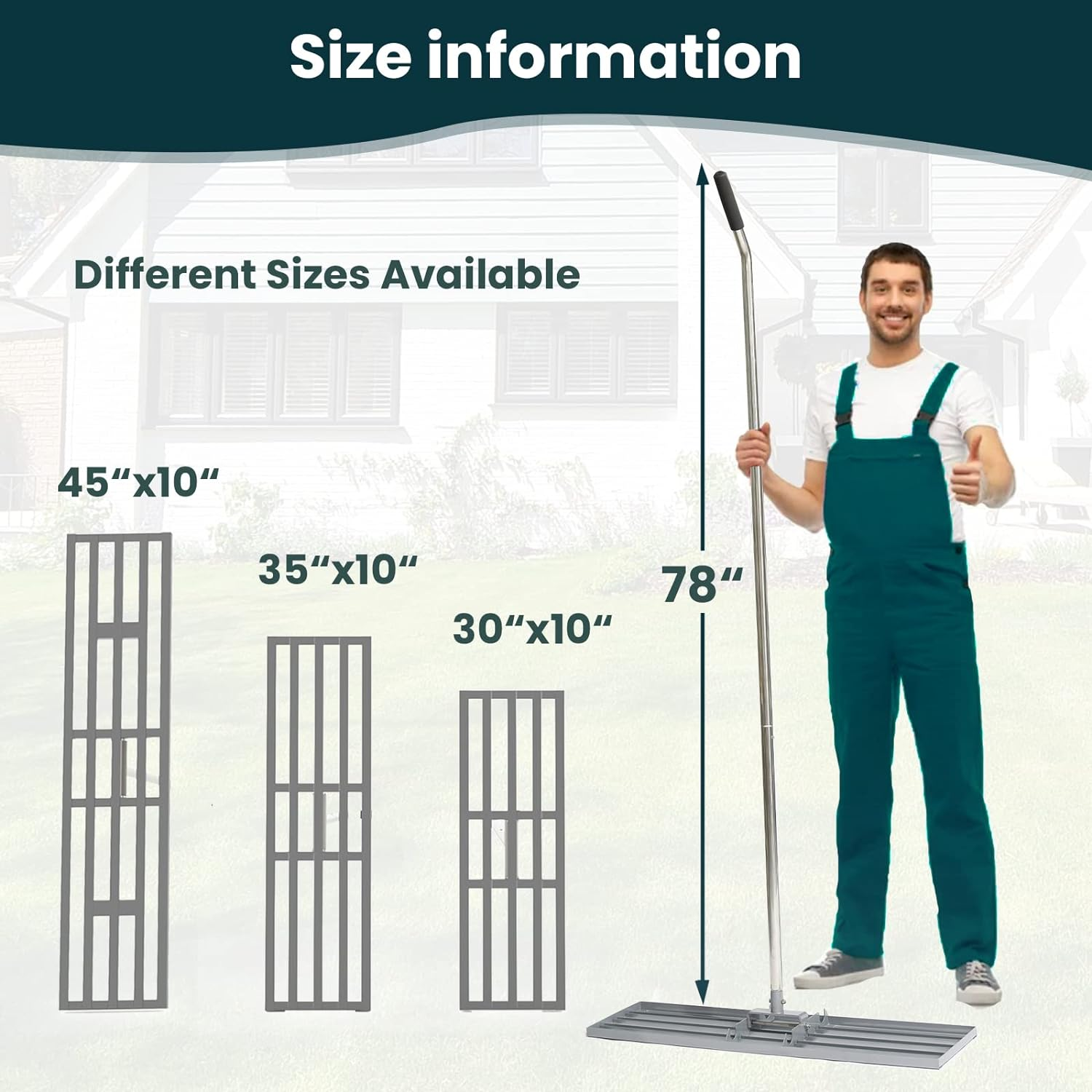 Dremmt Lawn Leveling Rake 30X10 Inch, (Professional-Grade) Lawn Leveler Tool with Stainless Steel Handle Rakes for Lawns Heavy Duty Landscape Rake for Backyard, Garden, Golf Course, Farm, Pasture image number 4