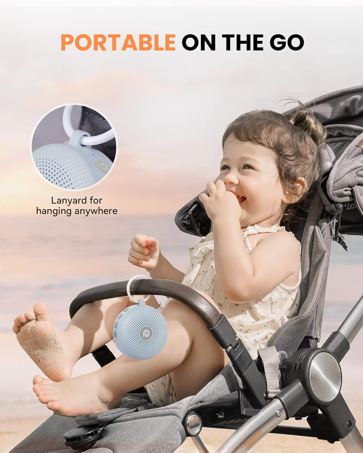 Dreamegg White Noise Machine &ndash; Sound Machine for Baby Kid Adults, Features Powerful Battery, 21 Nature Sounds, Lullabies, White Noise, Rechargeable Sound Machine for Home Travel Nursery Gift-Blue image number 3