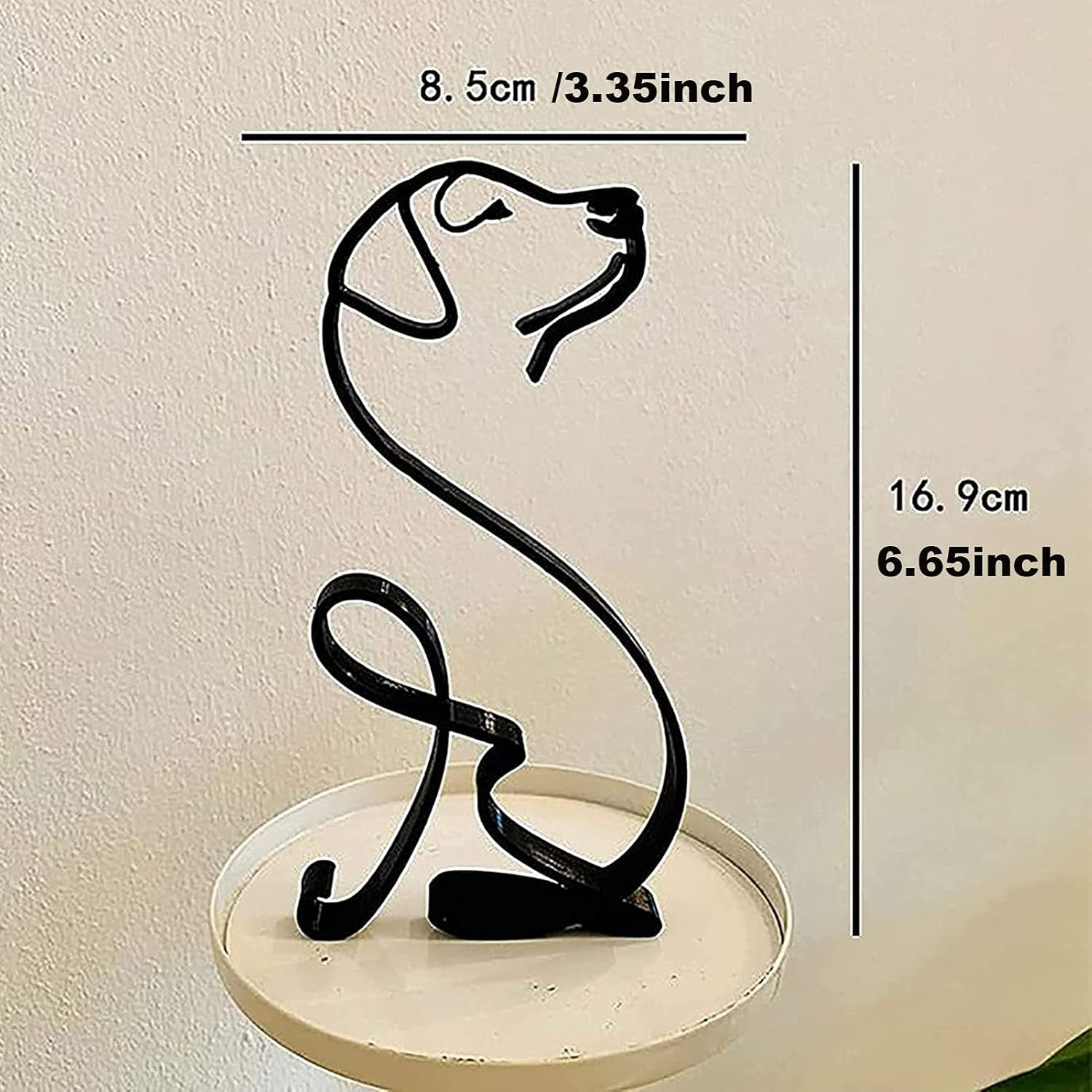 Metal Dog Minimalist Art Wall Sculpture, Abstract Metal Wire Geometric Dog Line Drawing Art Statue