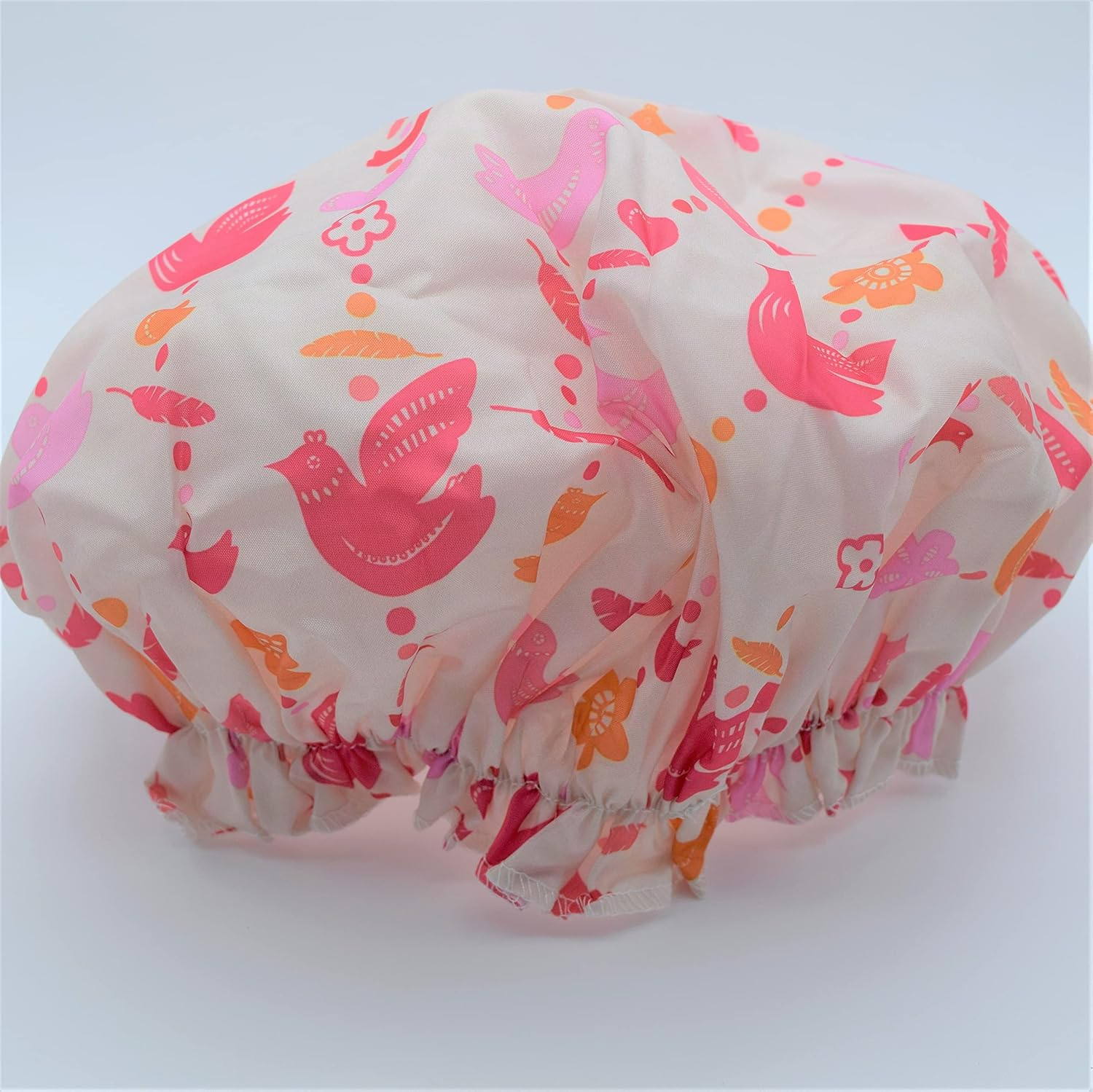 Bella Beauty Waterproof Nylon Shower Cap, Fits All Hair Lengths, Seals Out Moisture and Steam While Showering - Birds