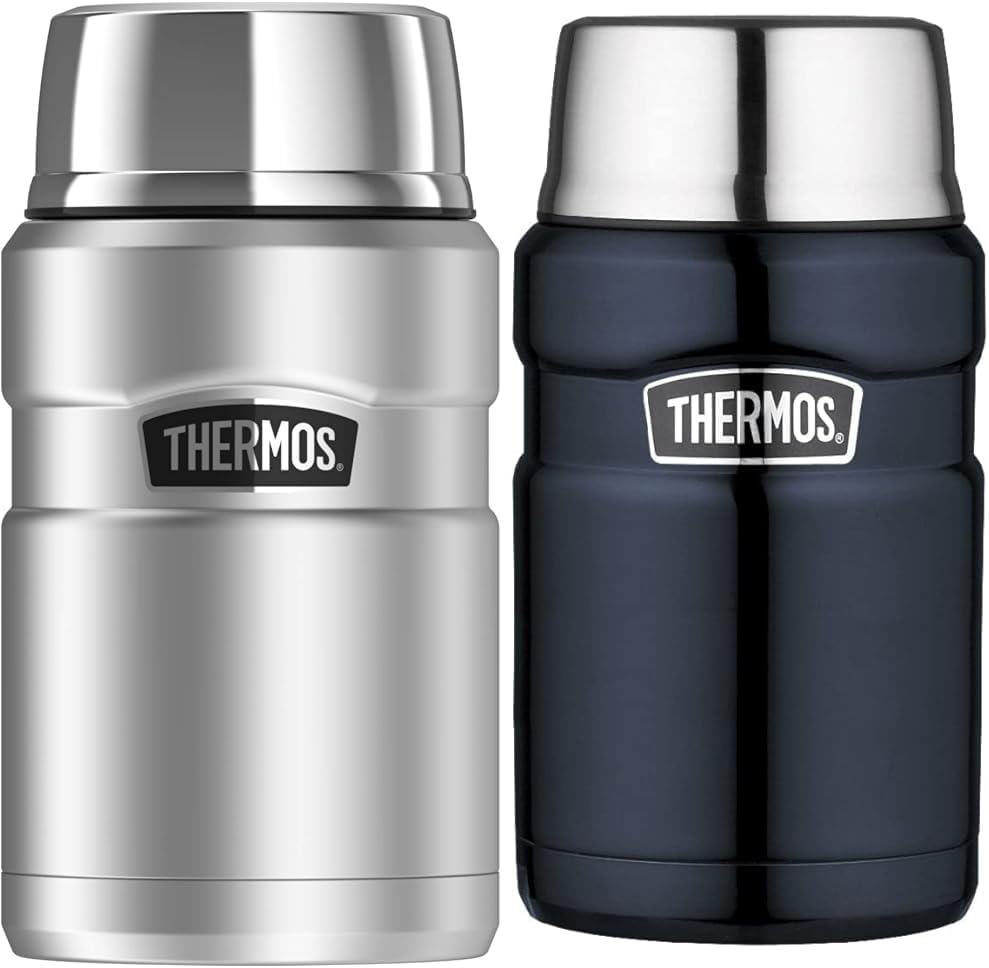 Thermos Stainless King Vacuum Insulated Food Jar, 710Ml, Stainless Steel, SK3020ST4AUS and Thermos Stainless King Vacuum Insulated Food Jar, 710Ml, Midnight Blue, SK3020MBAUS