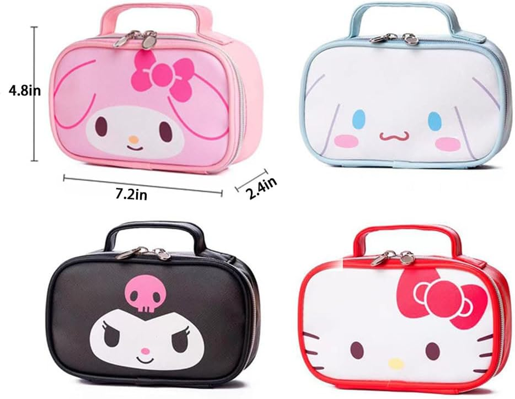 Akutoer Cartoon Cosmetic Bag with Zippe, Blue, Kawaii image number 2