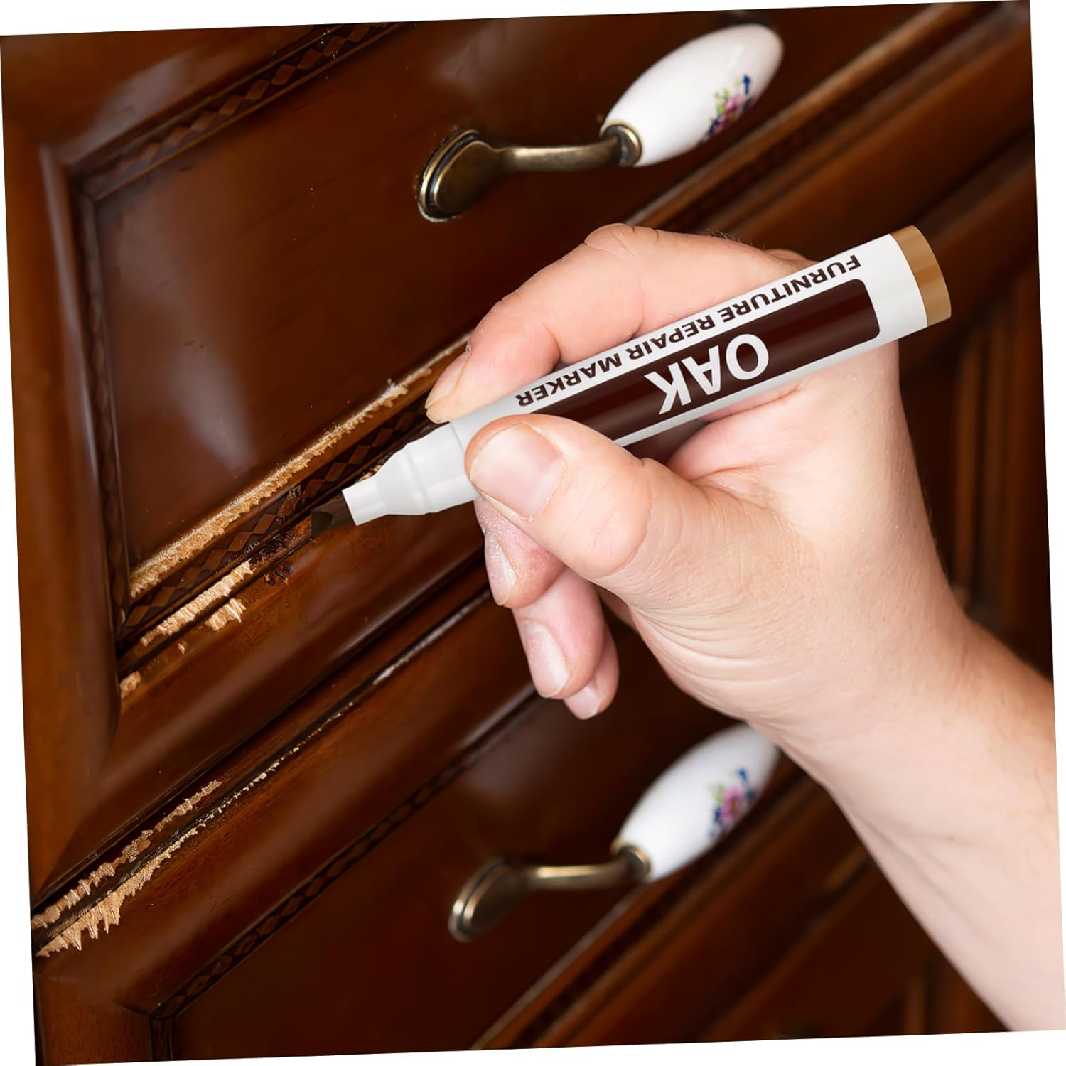 6Pcs Furniture Touch up Marker Pen Wooden Scratch Repair Tools Concealing Markers for Coloring Wood Floors Tables Desks Carpenters image number 5