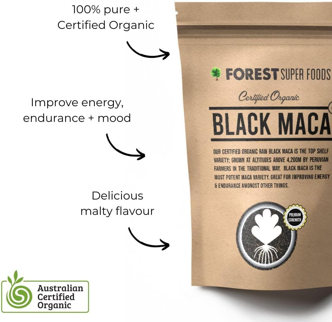 Forest Super Foods Certified Organic Potent Black Maca Root Raw 250G | 100% Pure | the Most Potent Maca Variety - 3500Mg per Serve image number 5