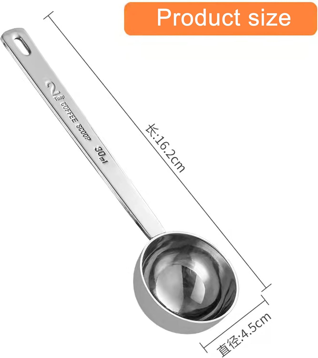 Coffee Scoop,Stainless Steel Coffee Measuring Scoop,Metal Coffee Scoop Premium Long Handle Meaure Spoon for Coffee Powder and Coffee Making,Durable Serving Utensil (30Ml) image number 2