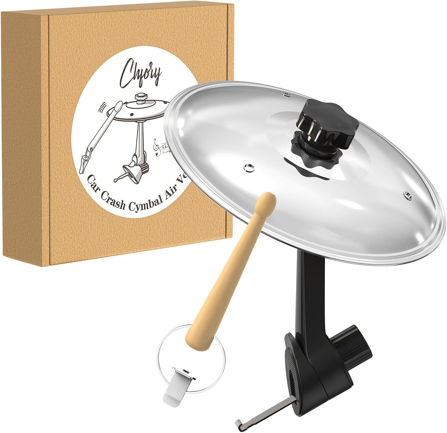 Car Cymbal Air Vent, Mini Drum Crash Cymbal Set with Mini Drum Stick, Funny Musical Instruments Gadget for Drummer Music Lovers Gift, Compact Durable Car Accessory for Most Vehicles(Silver) image number 3