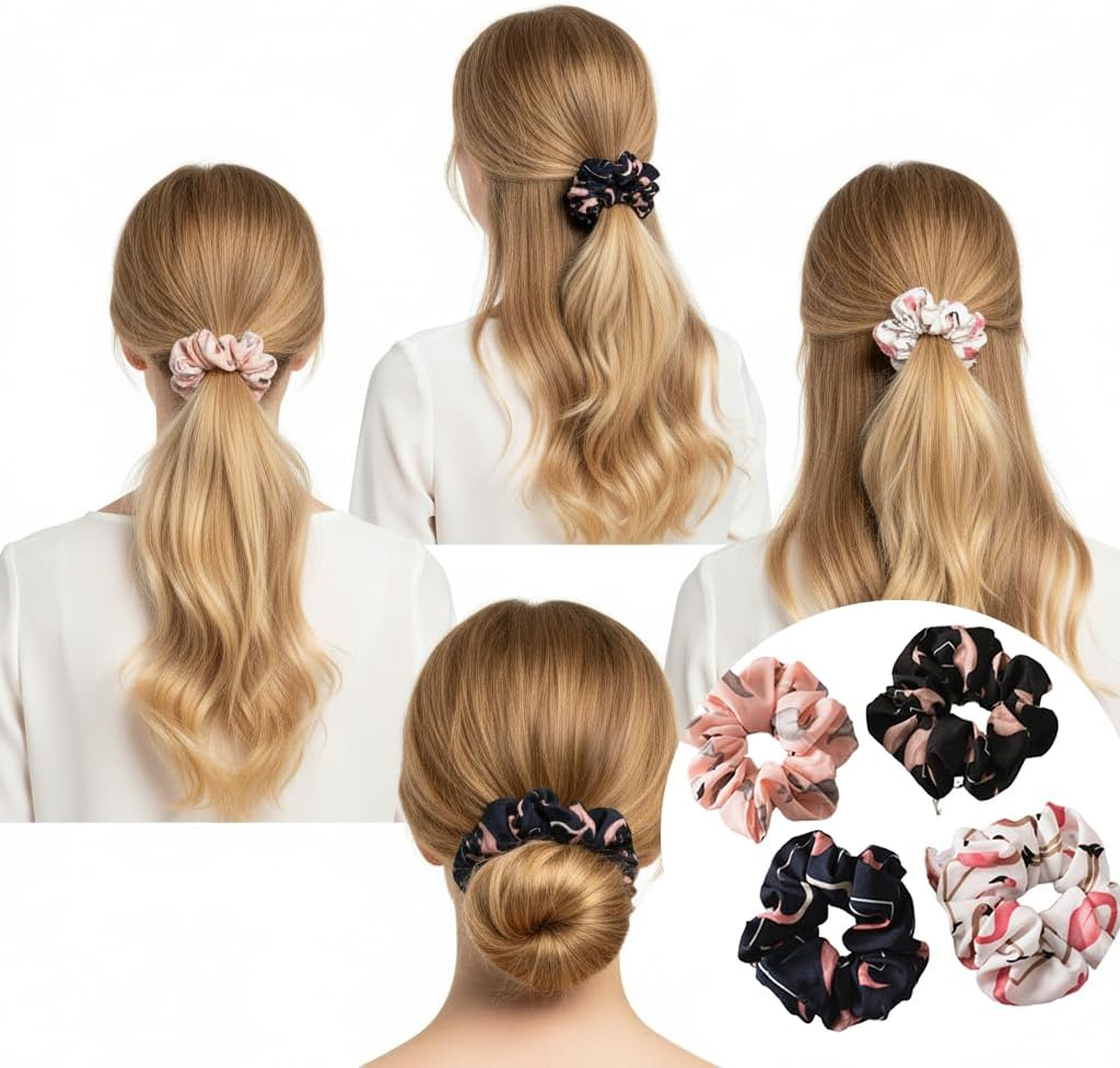 Housoutil Flamingo Hair Bands, Seamless Elastic Hair Bands for Women and Girls, for Everyday Styling image number 5