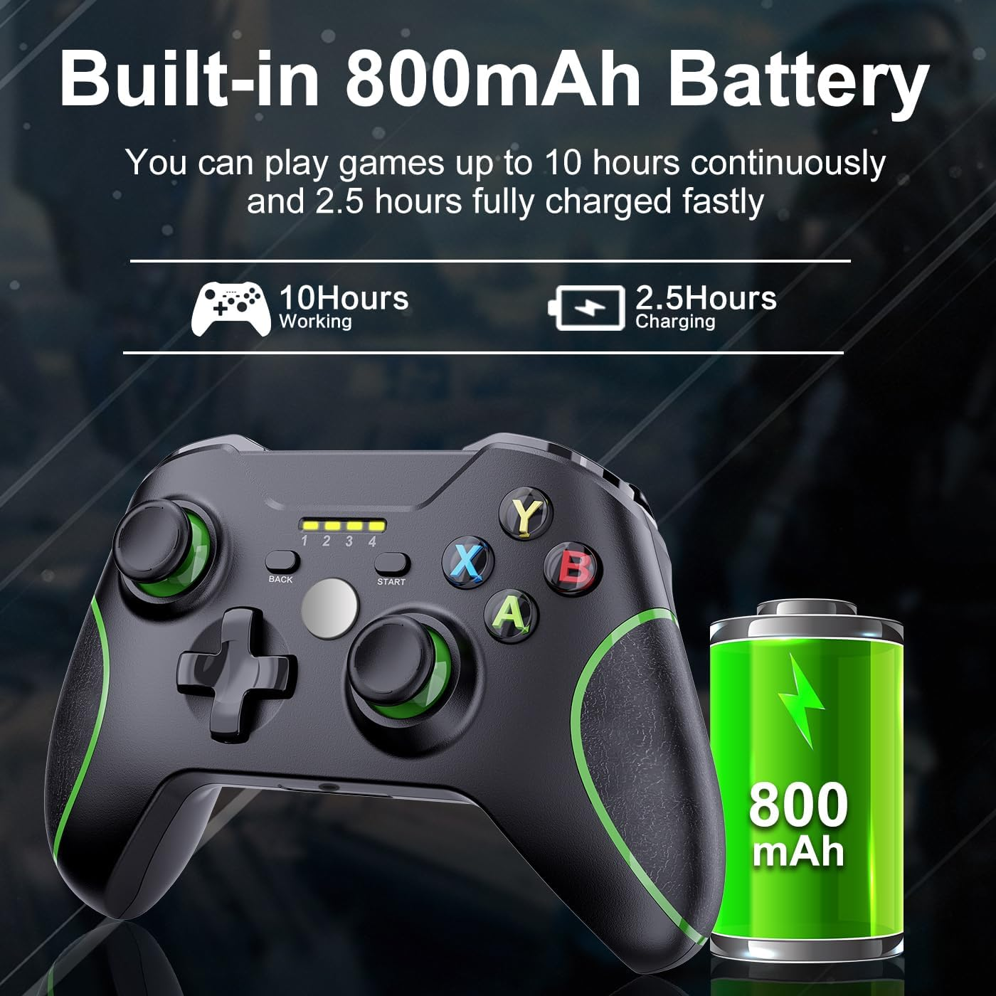 Xbox One Controller,2.4Ghz Wireless Xbox Controller with 3.5Mm Headphone Audio Jack Xbox Controller for Xbox One X/S Xbox Series X/S,Black image number 2