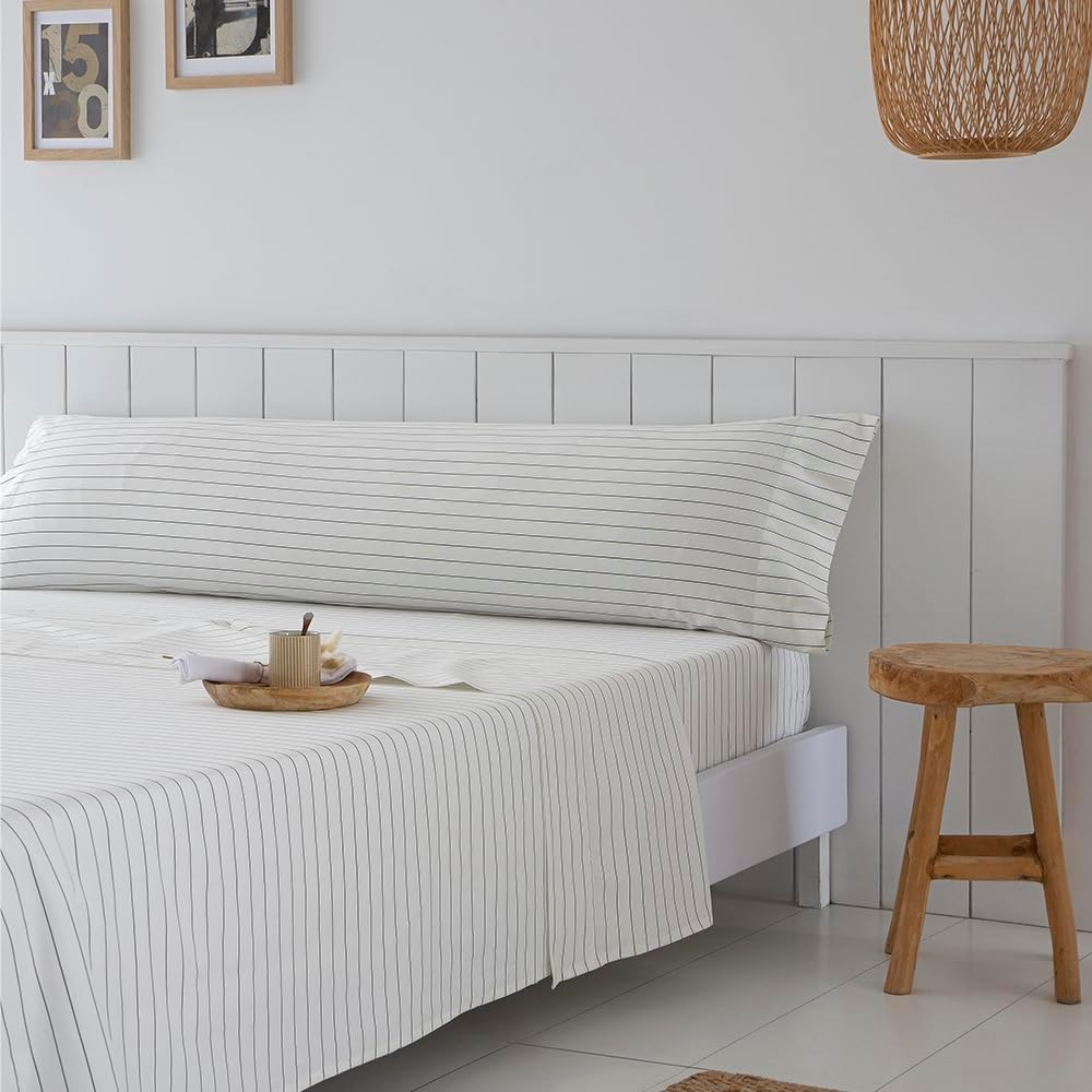 COTTON Artean Tula 200 Thread Count 100% Cotton 200 Thread Count Duvet Cover Set with Flat Sheet + 2 Pillowcases + Fitted Sheet, Light Beige image number 4