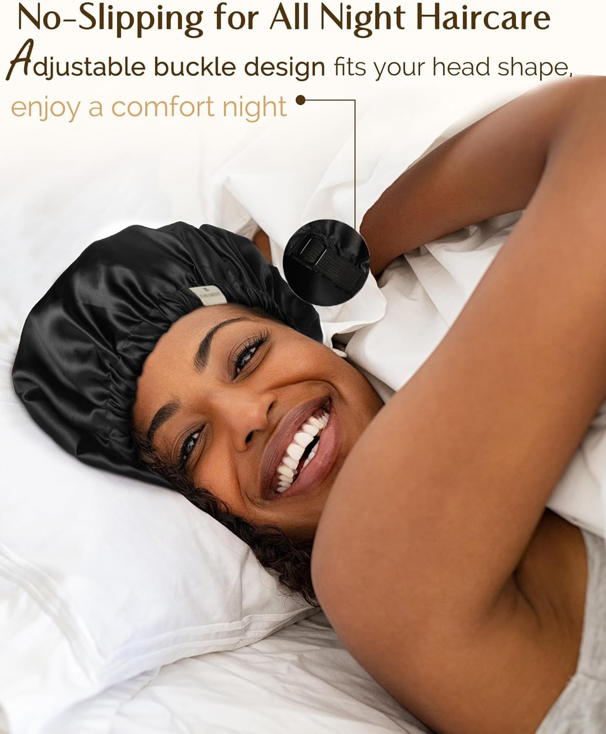 Satin Bonnet Sleep Bonnet Cap - Extra Large, Double Layer, Reversible, Adjustable Satin Cap for Sleeping Hair Bonnet &hellip; image number 6