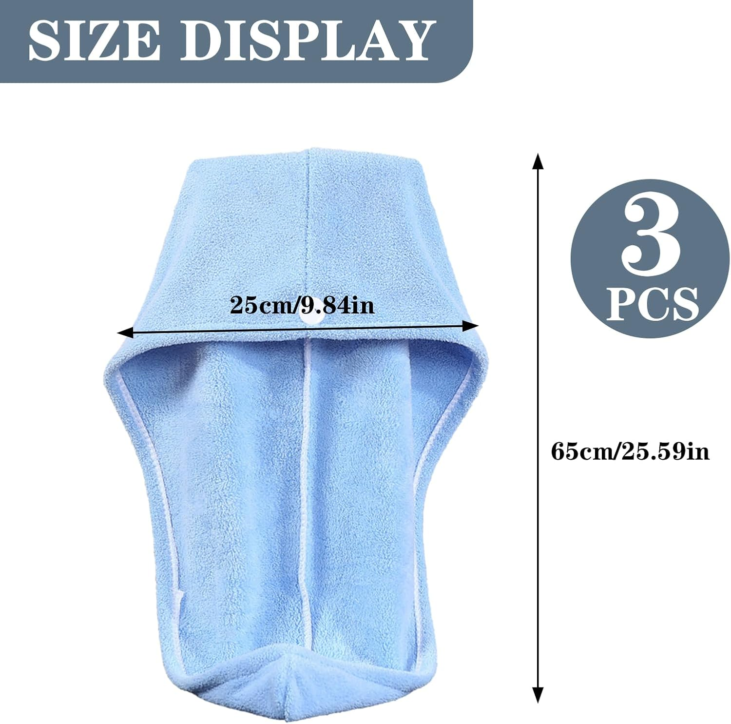 Set of 3 Super Absorbent Microfiber Hair Towel Wraps, Hair Turbans for Quick Drying, Anti-Frizz, and Heat Damage Reduction, Premium Hair Care for All Hair Types image number 1