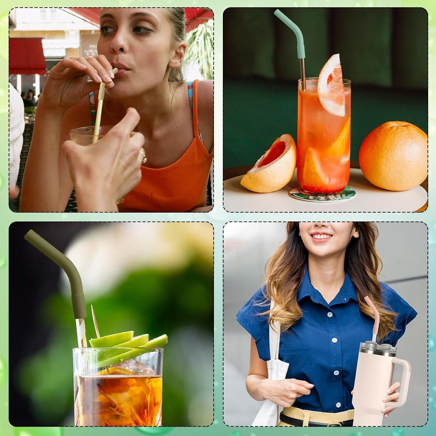 WADY 5PCS Silicone Straw Tips, Straw Toppers, Rubber Straw Tips Colorful Silicone Extender Tip/Silicone Tips for Metal Straws, 8 Mm Silicone Straw Covers for Cup Tumbler Fit, Stanley 40 Oz Tumbler image number 1