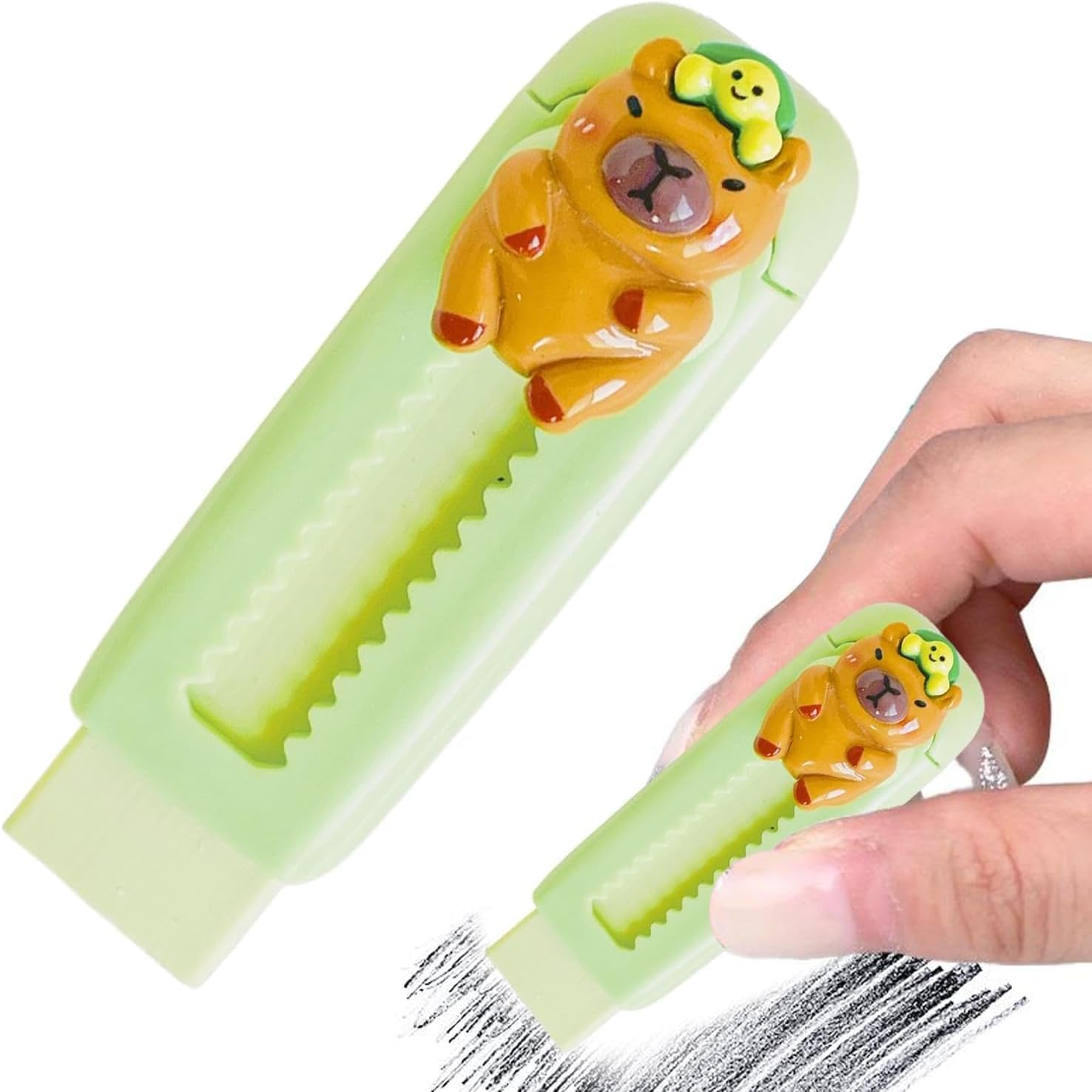 5 Pack Cute Capy-Bara Retractable Push Erasers,Pull Erasers,Ideal Stationery for Capy-Bara Lovers