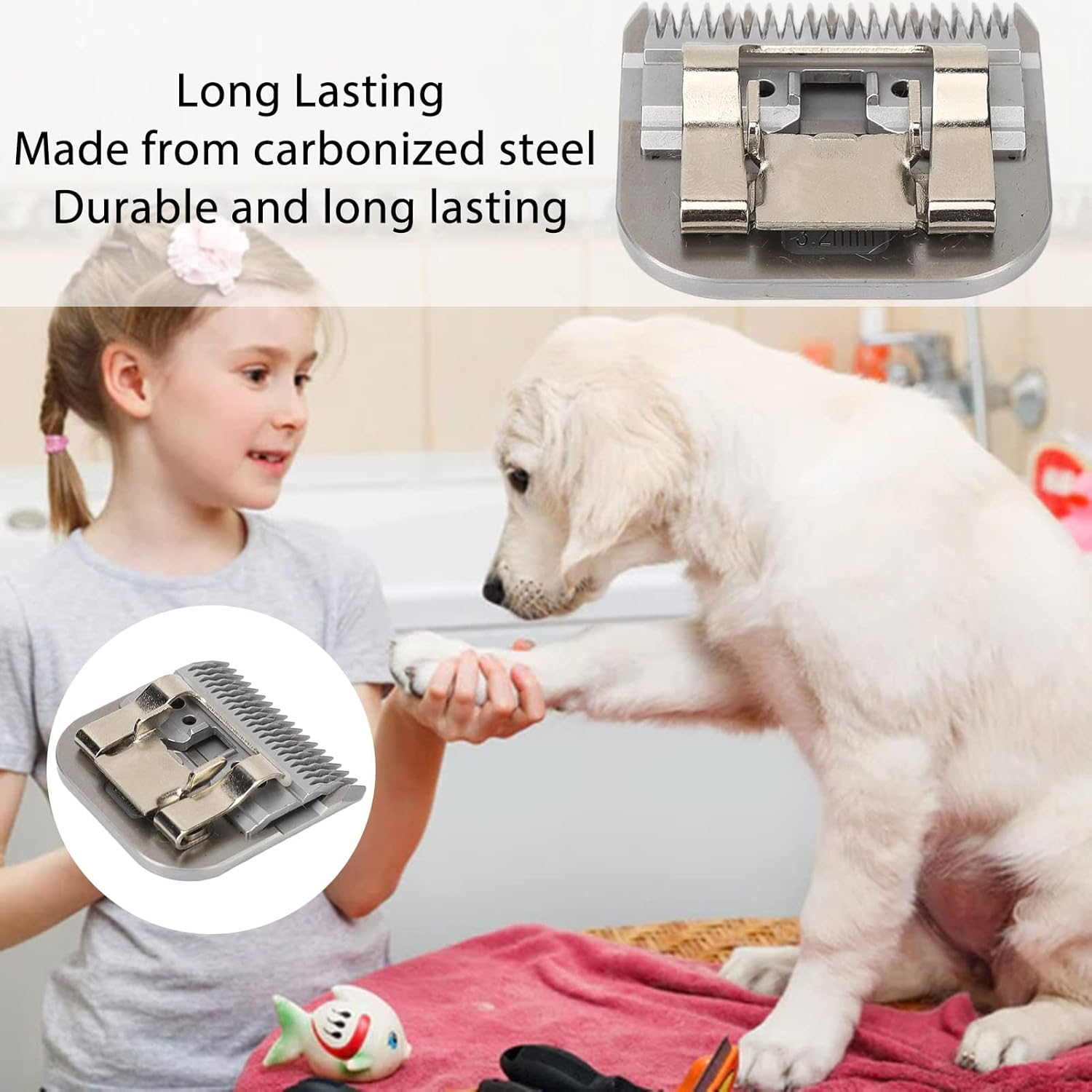 Dog Clipper Blade, 7F 3.2Mm Cutting Length Pet Dog Grooming Clipper Blades, Long Lasting Carbide Steel Clippers Blade for Pet image number 3