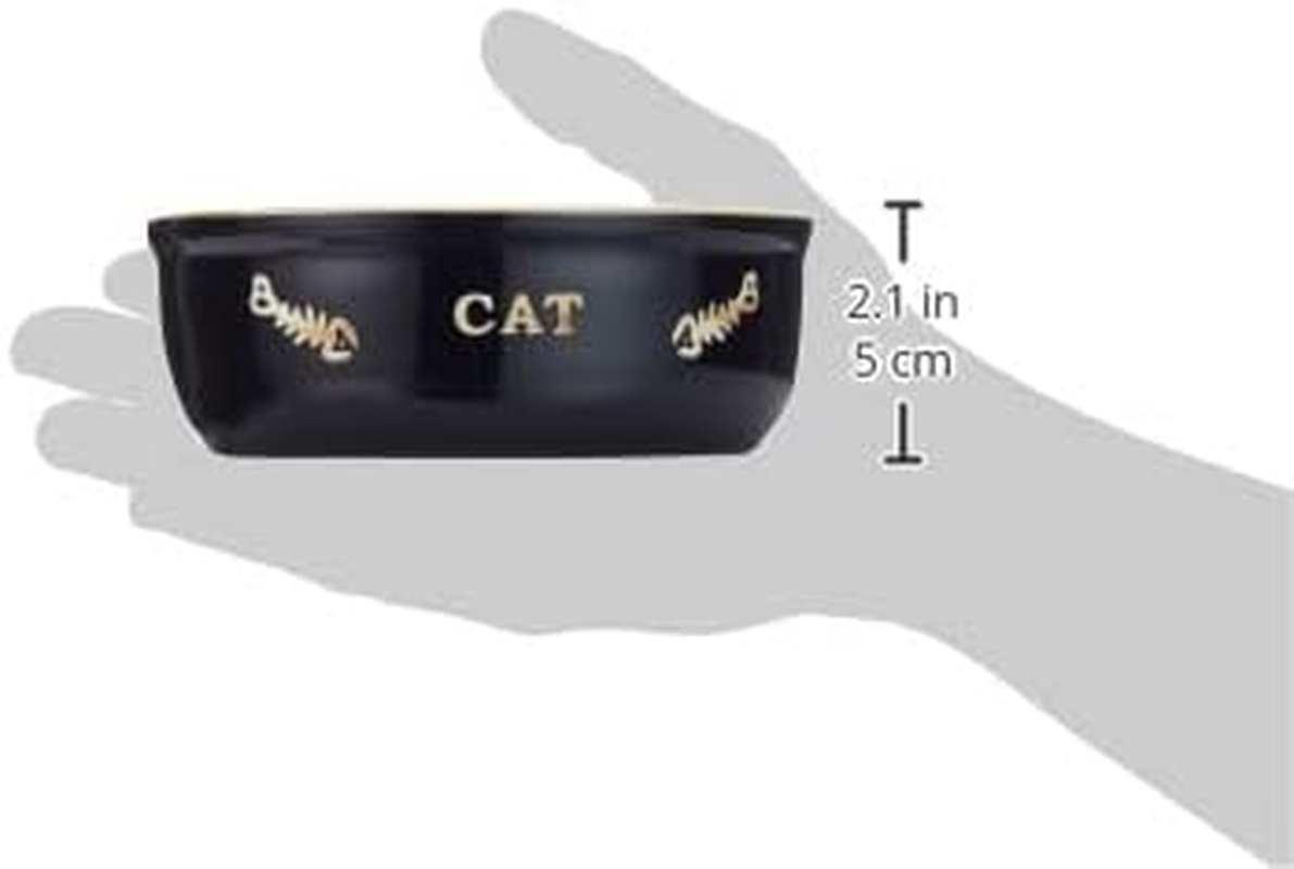 Nobby Ceramic Cat Basin, 13.5 X 13.5 X 0.25 Cm, Black/Beige