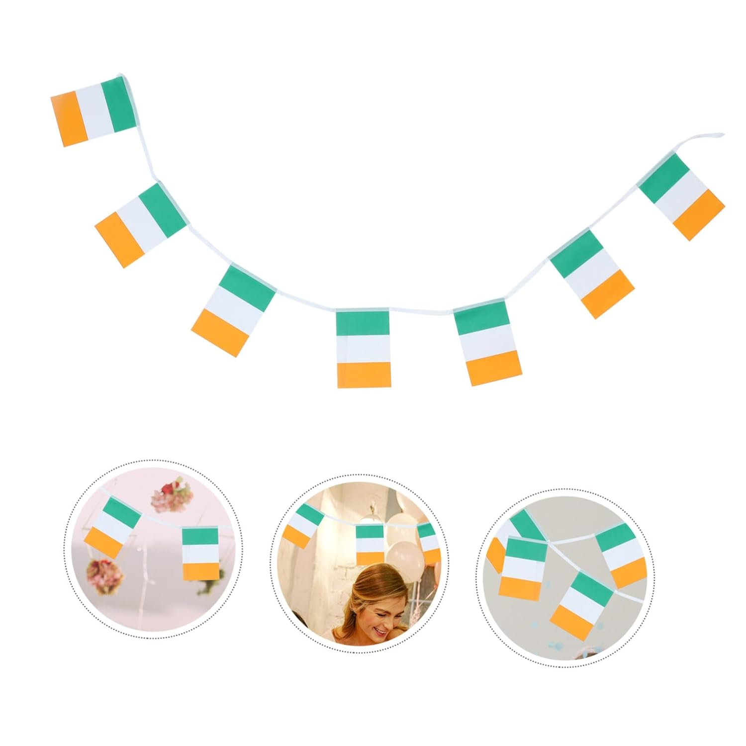 COOLHIYA St Patricks Day Festival Decoration Ireland Flag String Flags for Party 1Pc image number 2