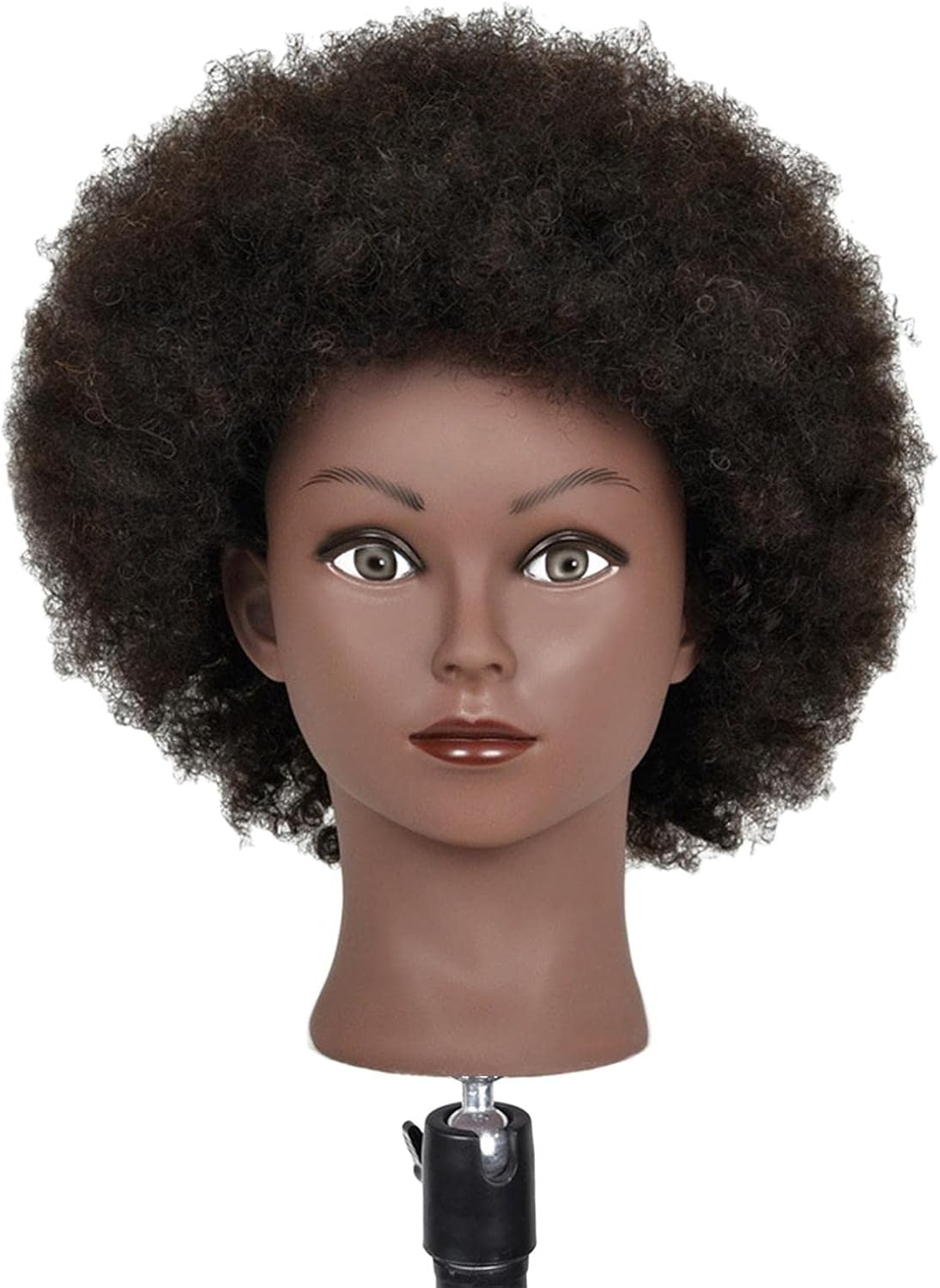 TOOYFUL Human Hair Hairdresser Cosmetology Afro Hair Manikin Head, Afro Light Black image number 5