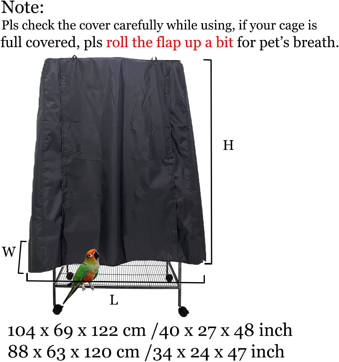 J&C Outdoor Bird Cage Cover Heavy Duty 420D Blackout Sun Light for Night Waterproof Black Birdcage Covers for Bird Sugar Glider Cat Rabbit Cage Medium (104 X 69 X 122 Cm) image number 3