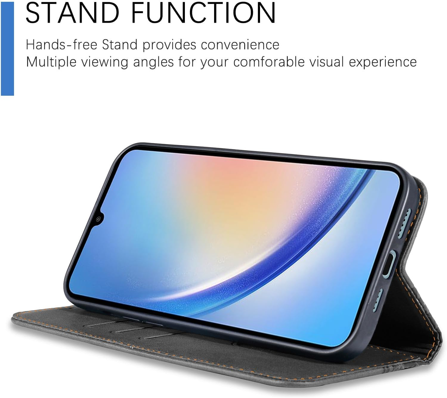 CXTCASE Case for Samsung Galaxy A35, Shockproof PU Leather Flip Folio Cover with Card Slots, Magnetic Wallet Case for Samsung Galaxy A35, Black - Blue image number 5