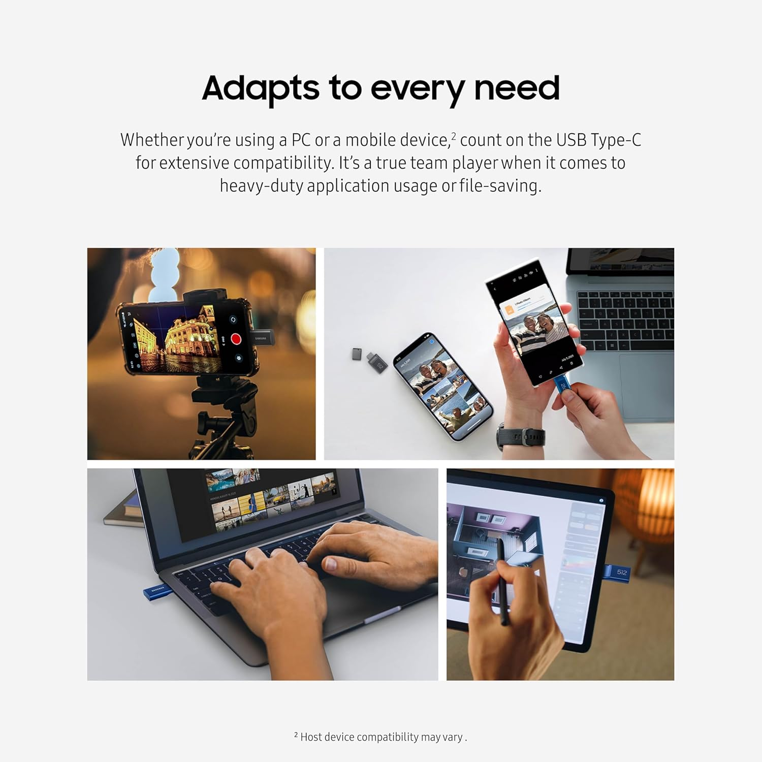 SAMSUNG Type-C 512GB USB 3.2 Flash Drive, 400Mb/S, External Memory and Storage for Computers, Mobile Devices, MUF-512DA4/AM, Gray, 2024 image number 3