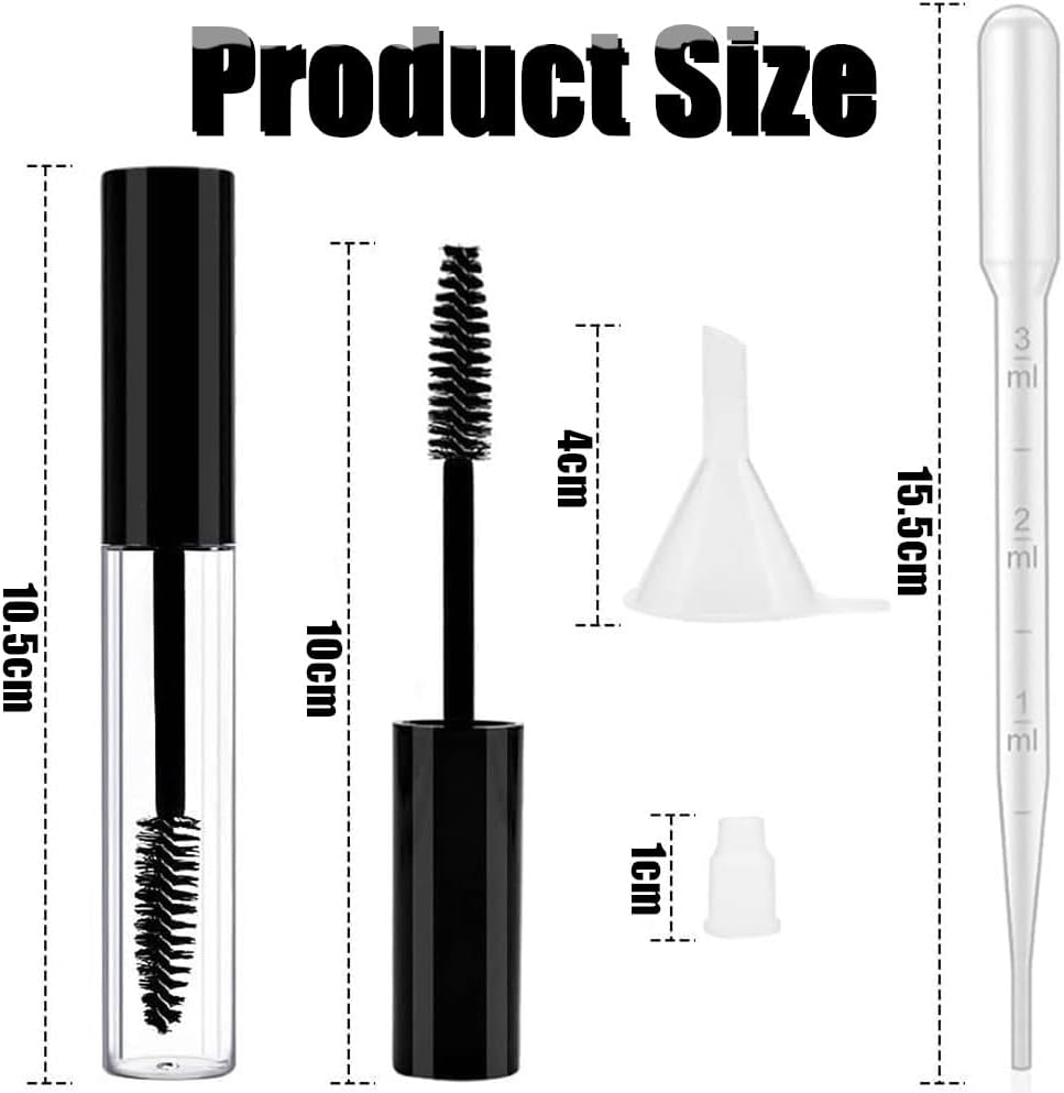3Pcs 10Ml Empty Mascara Tubes with Eyelash Wand, Eyelash Growth Liquid Portioning Bottles,For DIY Cosmetics,Travel and Business Trip(3 X 10Ml Bottle,3 X Funnel,3 X Dropper,3 X Rubber Inserts) image number 6