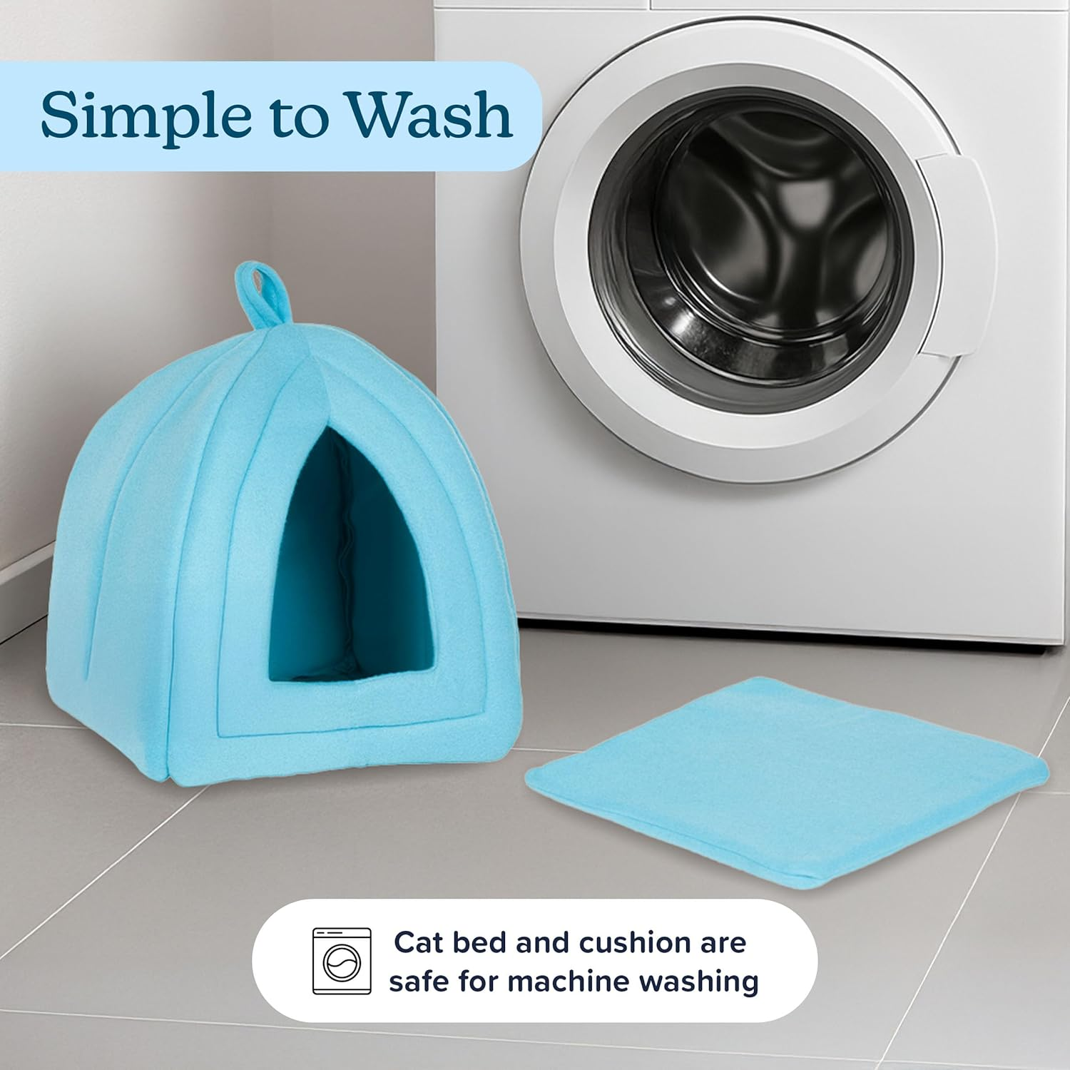 PETMAKER Cat House - Indoor Bed with Removable Foam Cushion - Pet Tent for Puppies, Rabbits, Guinea Pigs, Hedgehogs, and Other Small Animals by (Blue) image number 1