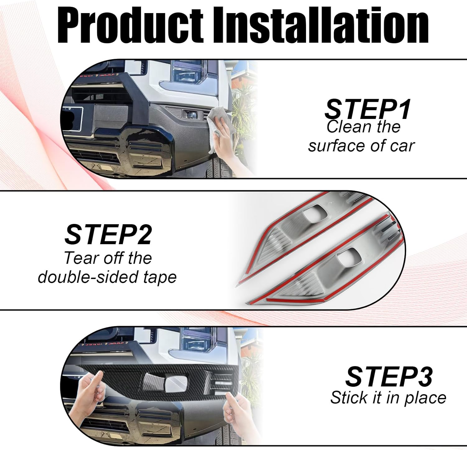 Car Front Bumper Fog Light Cover Trim Decoration Exterior Accessories for BYD Shark 6 2025 (Bright Black) image number 2