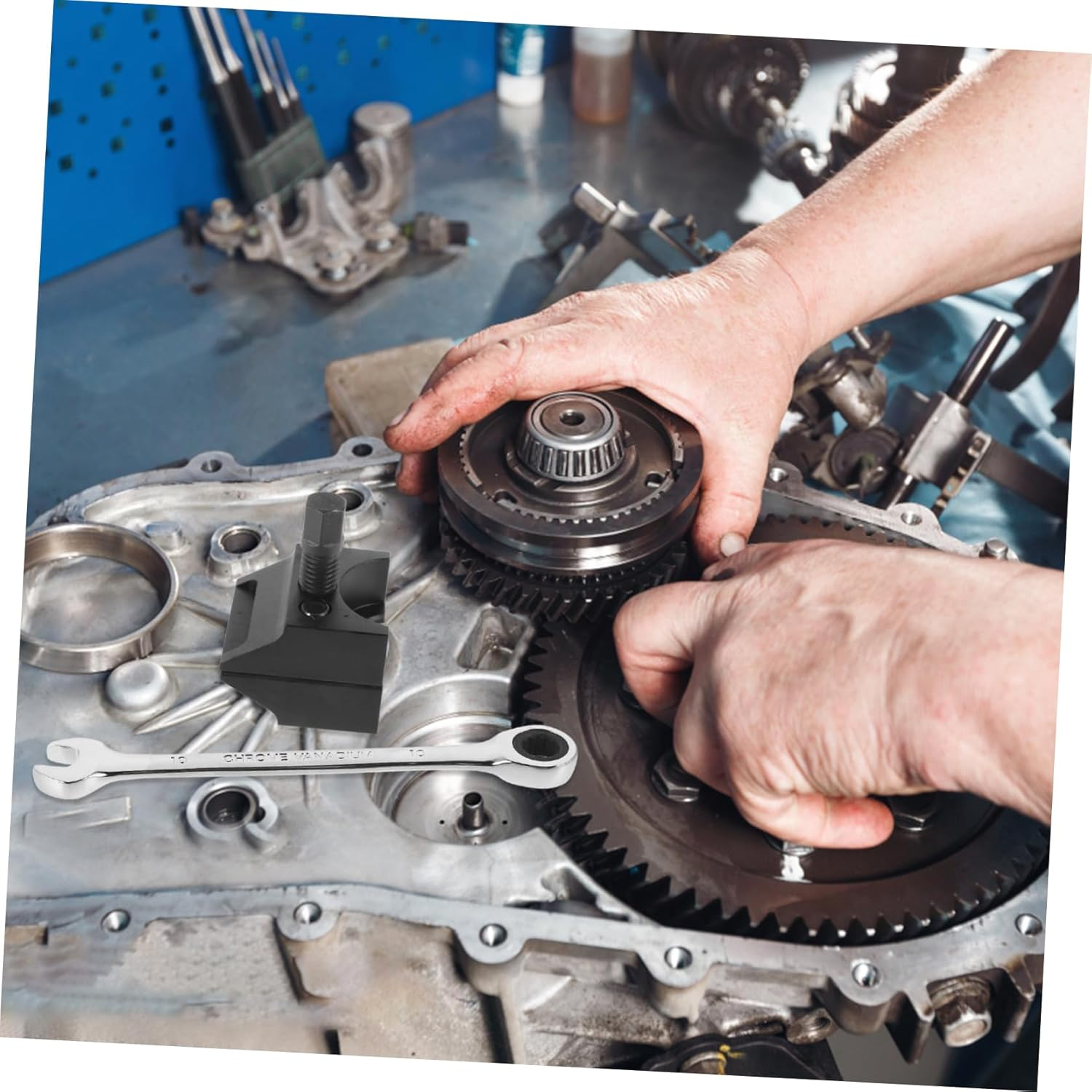 COOLHIYA Double Ended Suspension Strut Spreader Tool with Wrench, Hub Steering Splitter for Car Suspension Repair and Maintenance Automotive Tools Equipment image number 3