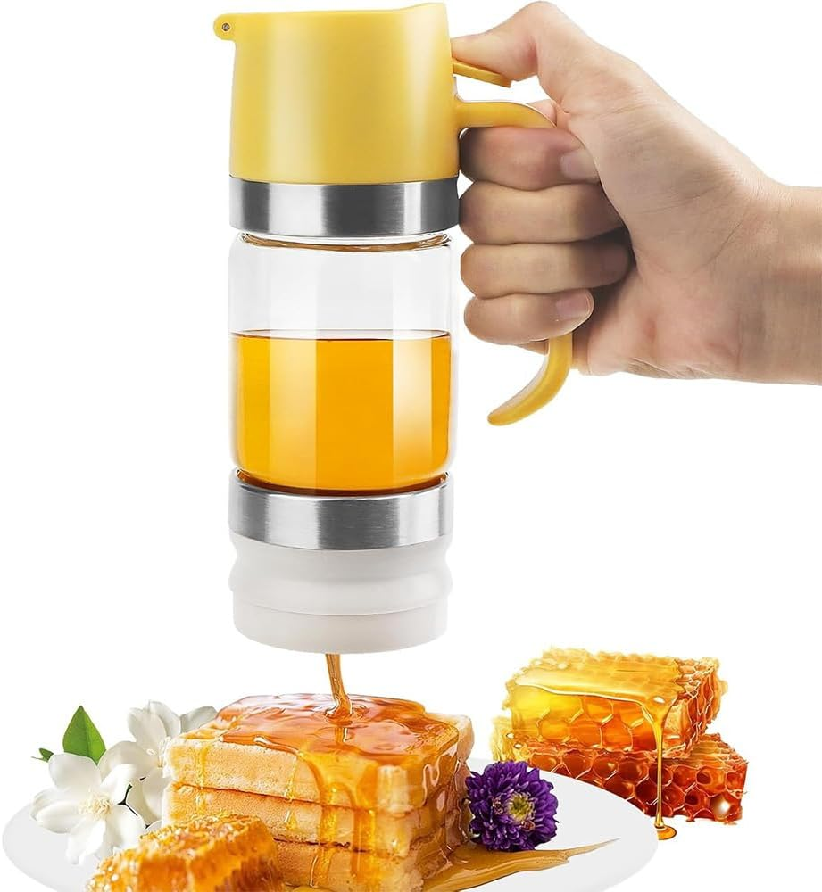 HPAMR Honey Dispenser, 300Ml Easy Refill Syrup Dispenser Jar, No Drip Honey Jar, Clear Glass Syrup Dispensers, Multifunctional Maple Syrups Dispensers for Honeys and Syrups image number 6