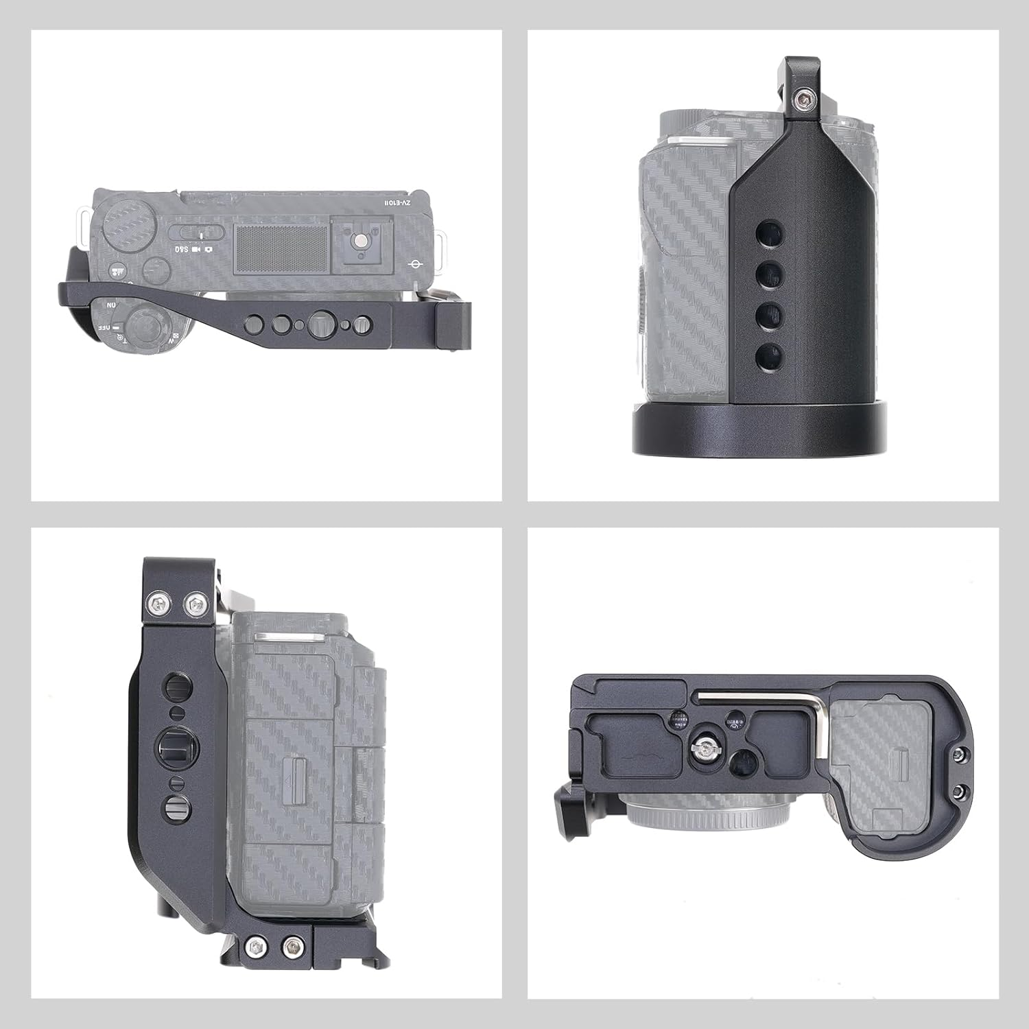 FOTGA Camera Cage for Sony Alpha ZV-E10 II Camera, Aluminium Alloy Video Vlogging Camera Cage Rig, Integrated Cold Shoe 1/4 Inch 3/8 Inch Thread Quick Release Plate Compatible with Arca Swiss Tripod image number 1