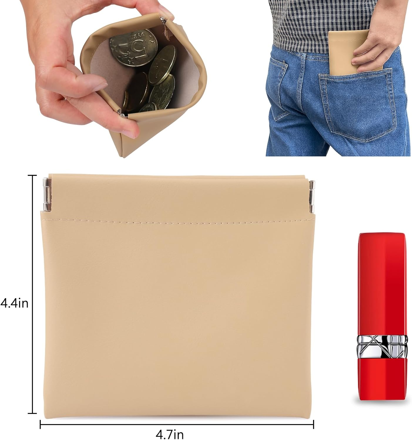 BUSOHA 4 PCS Small Makeup Bag for Purse, Mini Portable Cosmetic Bags for Women, Coin Purse Lipstick Cosmetic Accessories Organizer, Small Travel Kit Storage Pouch, 3 PCS, Modern image number 5