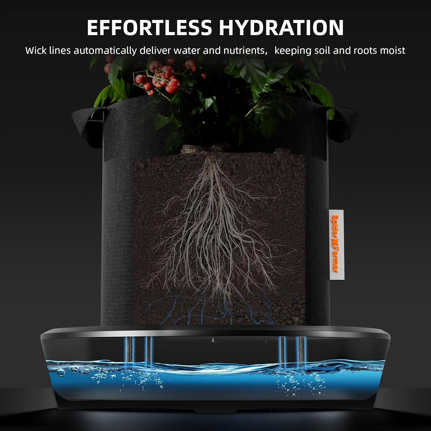 Spider Farmer Self Watering Fabric Pot Base 4 Pack Car Watering System image number 1