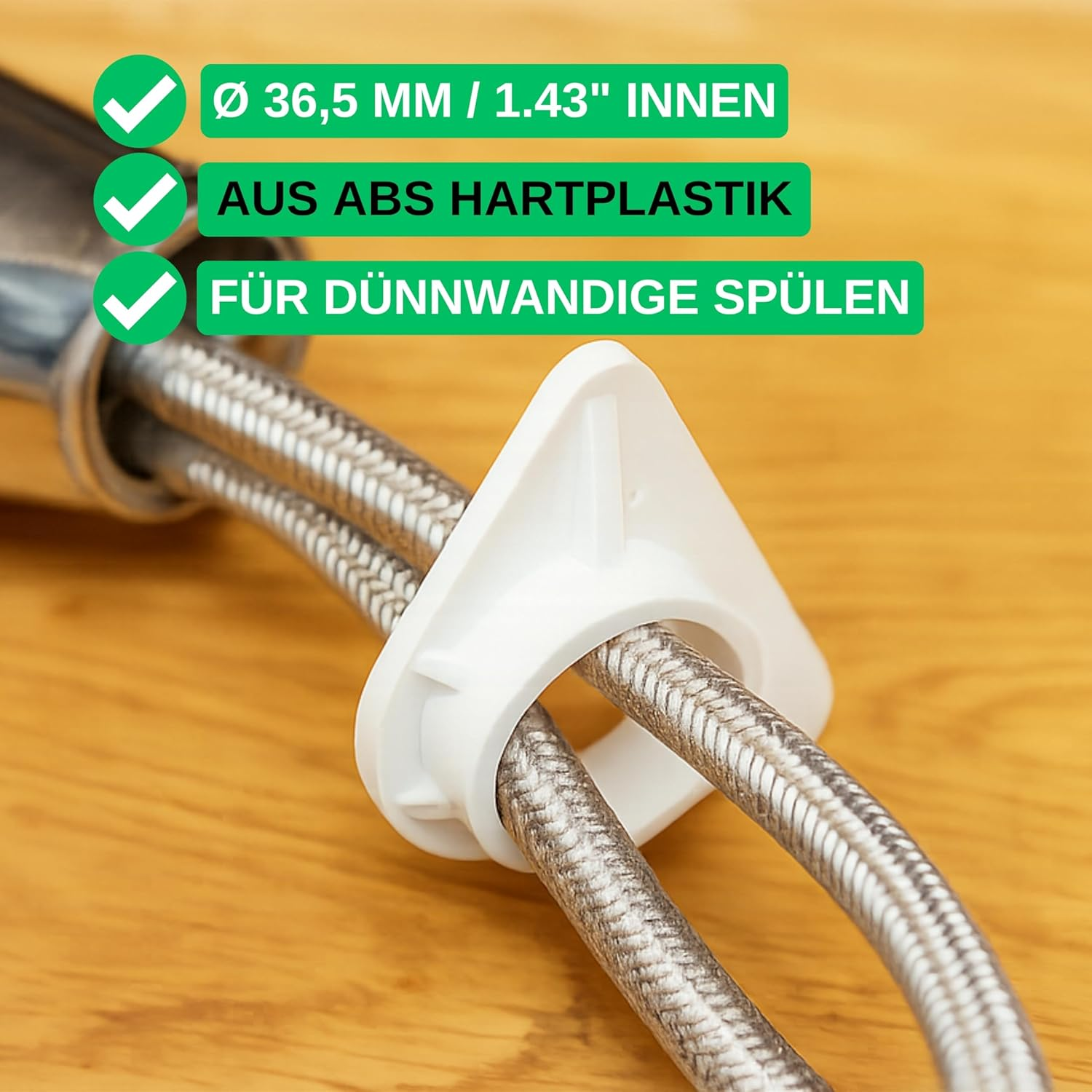 Sink Reinforcement, 1 Piece, in White, Made of ABS, Standard Size with Diameter 36.5 Mm Inner Bore, Tap Stabiliser for Thin-Walled Stainless Steel Sinks, Sink Fitting Stabilisation against Swinging image number 6