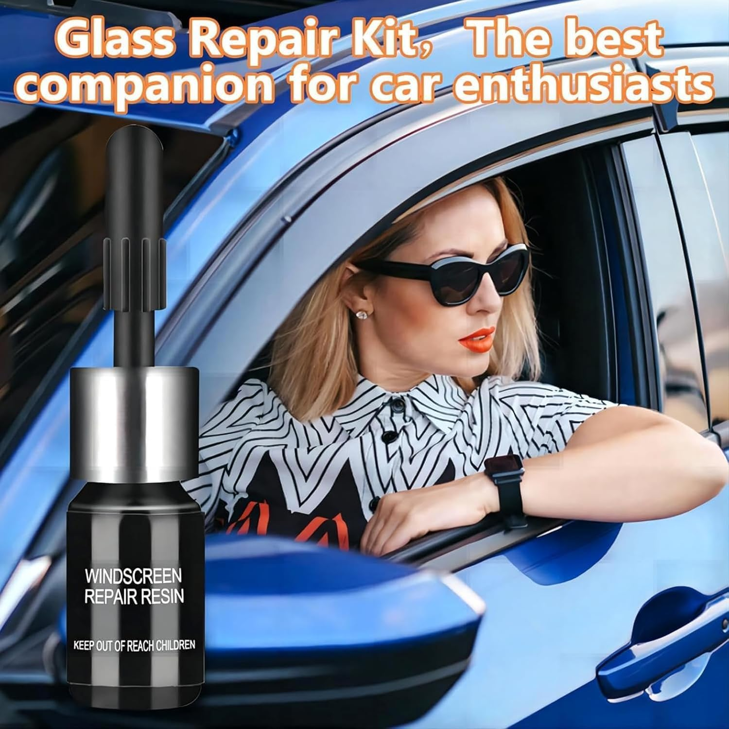 Windshield Crack Repair Kit, Windshield Repair Kit for Chips and Cracks, Glass Repair Fluid with 2 Bottles of Resin, Glass Repair Kit Windshield for Fixing Chips, Cracks, Bulls-Eye and Star-Shape Cack image number 1