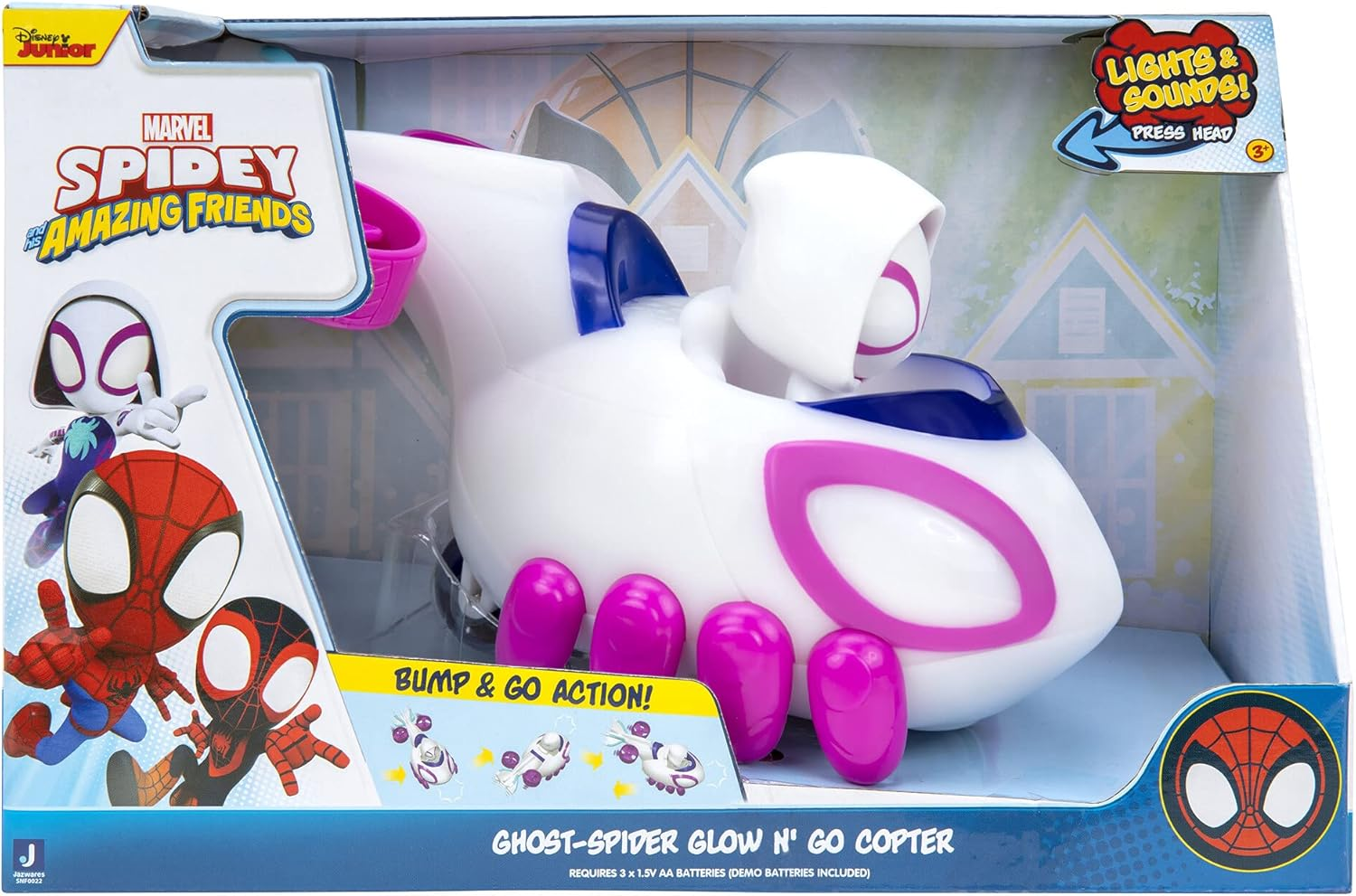 Spidey and His Amazing Friends Ghost Spider Glow N Go Copter Toy image number 2