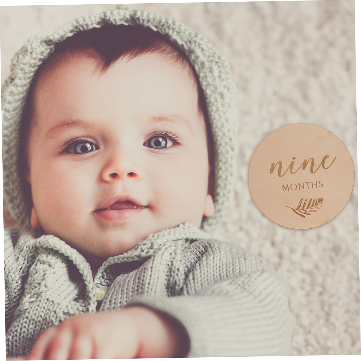 UPKOCH 12Pcs Double Sided Wooden Milestone Cards Growth Photo Props Newborn Memory Discs for First Year Milestones Showers - Assorted Color image number 5