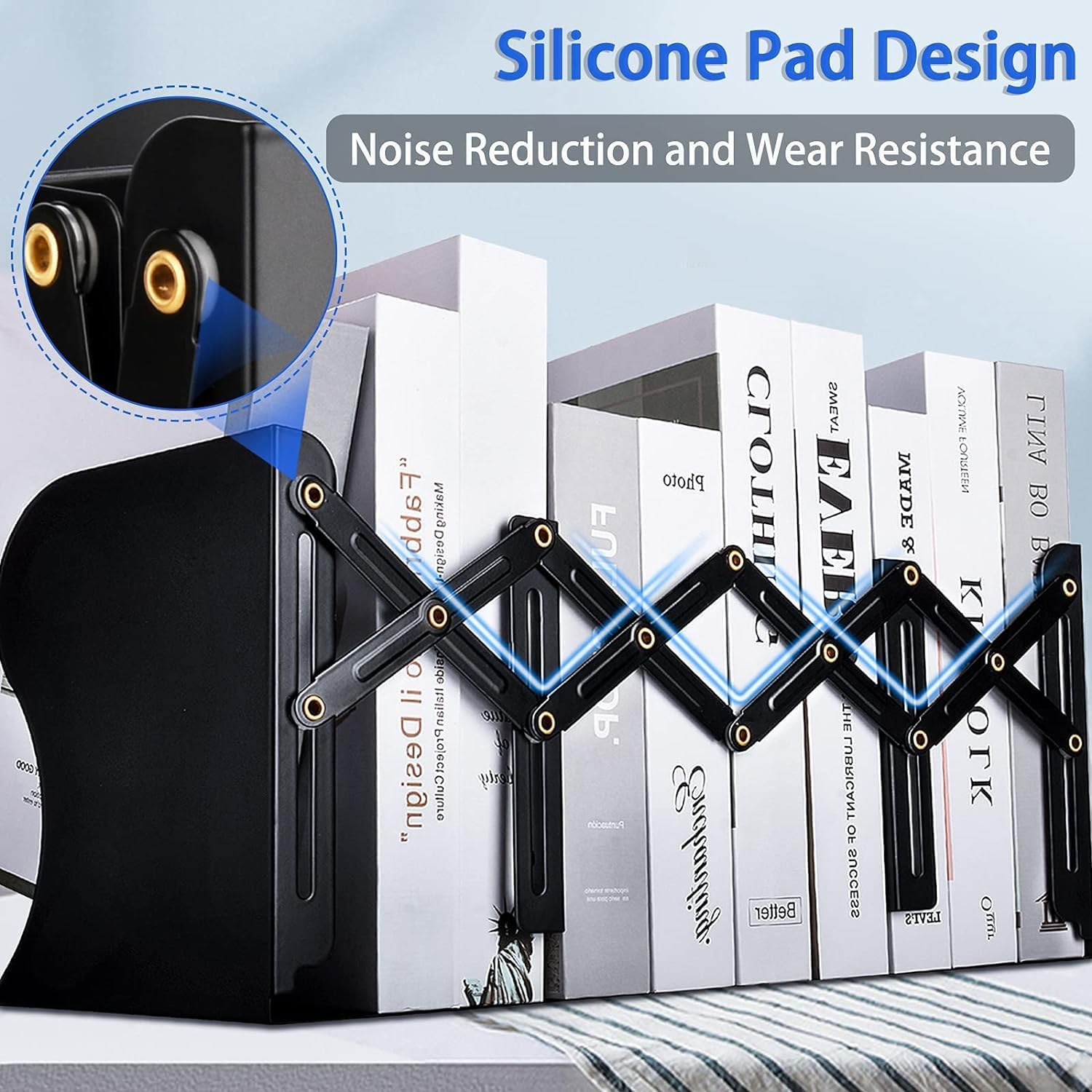 Bookend, Adjustable Bookends, Metal Bookends, Expandable Book End, Non-Skid Heavy Duty Book Stopper, Book End for Shelf Library Home Classroom School Office image number 1