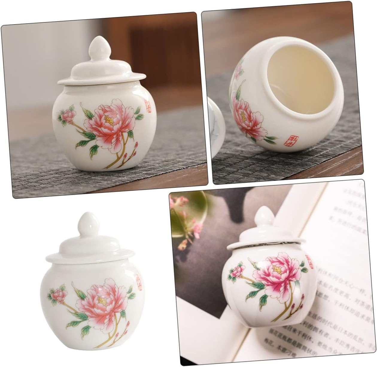 Angoily Ceramic Multi-Function Tea Canister Stylish Storage Jar for Home Travel Organization Elegant Design Airtight Seal Capacity for Tea Sugar More image number 5