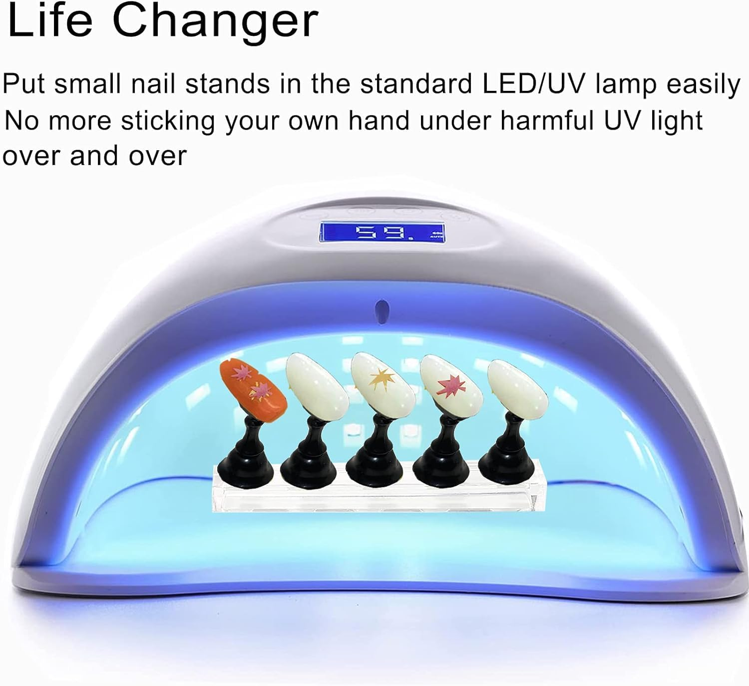 Acemedia 2 Sets Acrylic Nail Display Stand Nail Holder Magnetic Nail Practice Stand Fingernail DIY Nail Design Stand for False Nail Manicure Tool (Black) image number 6