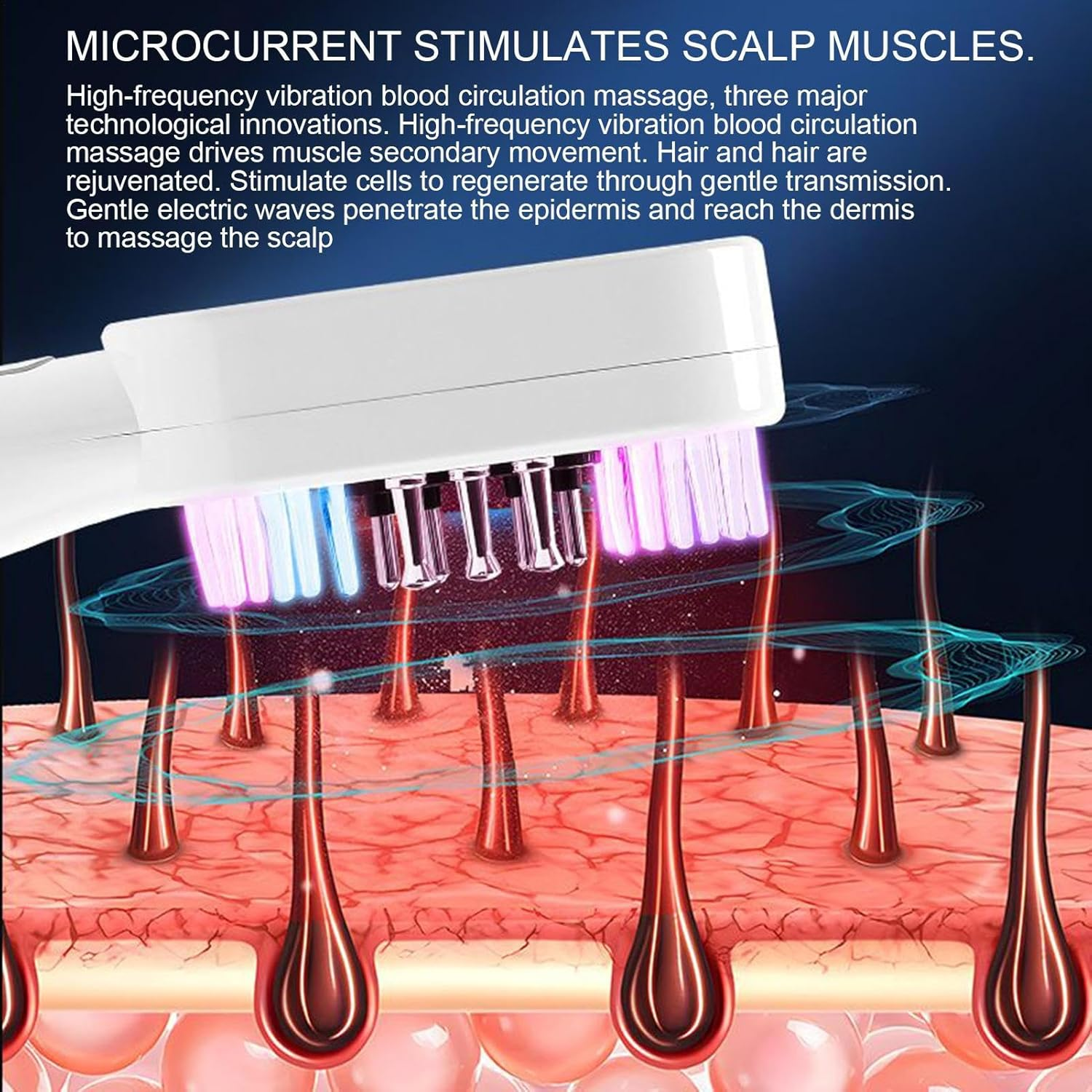 Electric Scalp Massager with Red Light - Portable Multi Functional Hair Brush | Massage Comb for Home Use | Ergonomic anti Slip Handle Design Gadget Oil Filling Hole Included for Women, Men, Adults image number 6