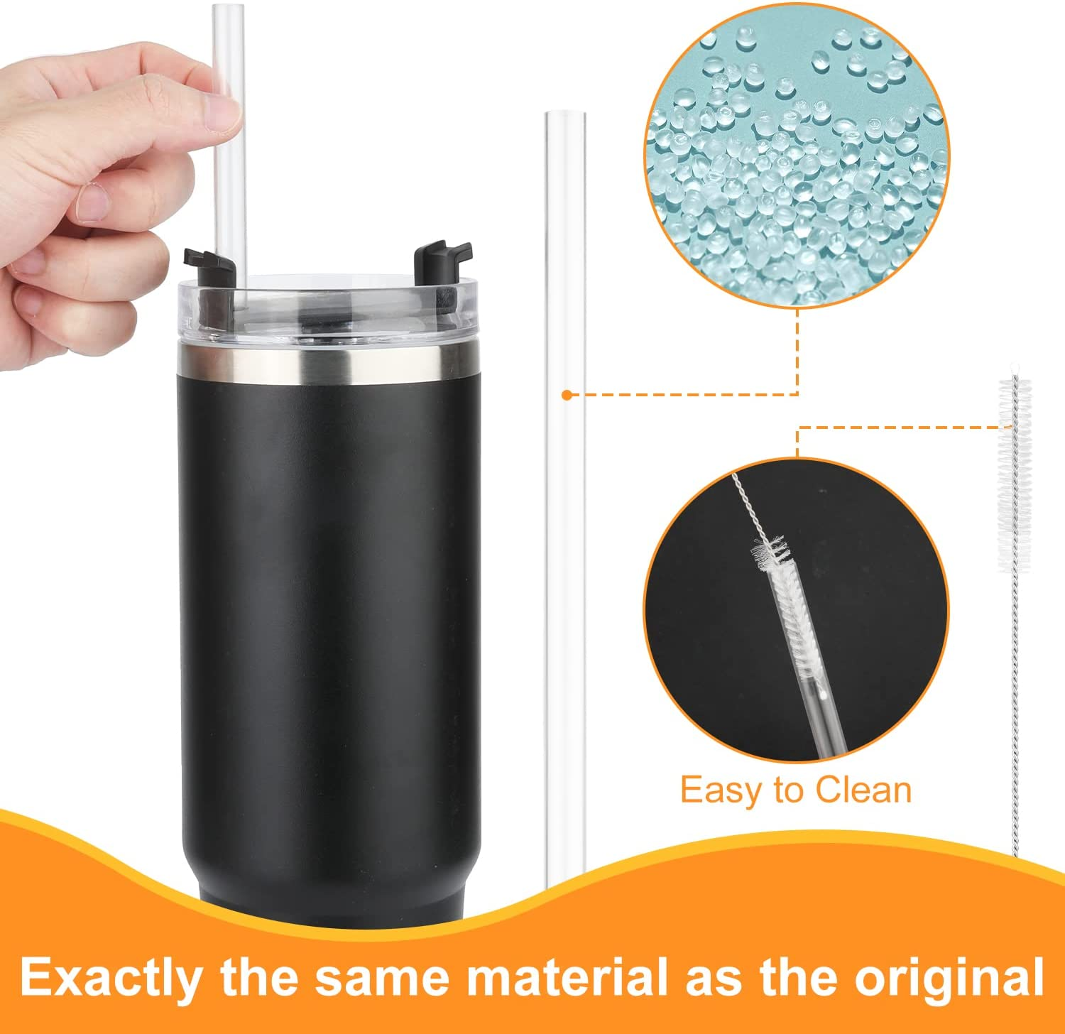 AIEX 6Pcs Replacement Straws for Stanley Adventure Quencher 40Oz Travel Tumblers, Reusable Plastic Straw with Cleaning Brush Cup 40 Oz Water Jug (30Cm / 11.8Inch Long) image number 3