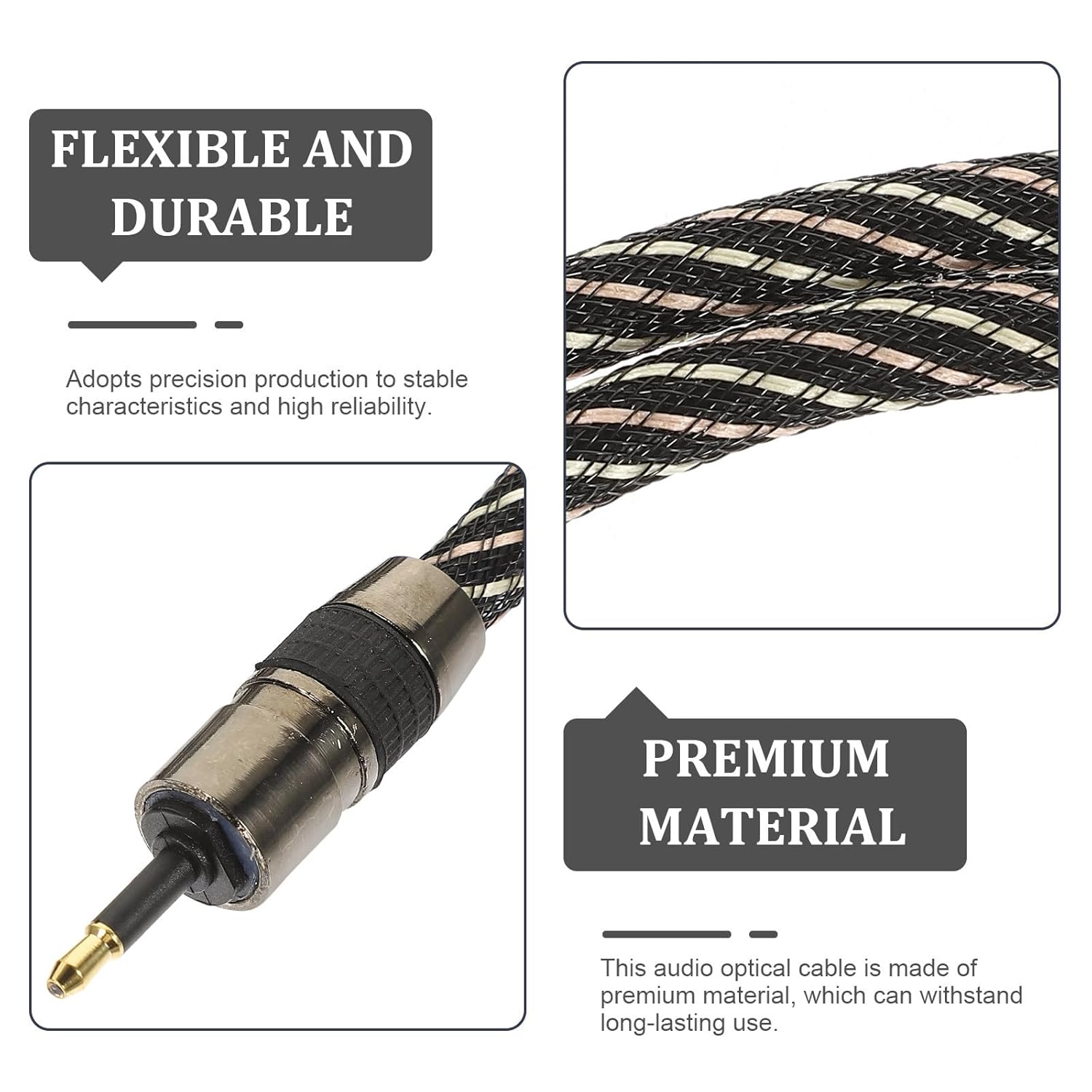 HEALSOPTHY Digital Optical Audio Cable Square to Fiber Audio Cable High-End Od6.0 Design 1.5M Length for Home Theater image number 4