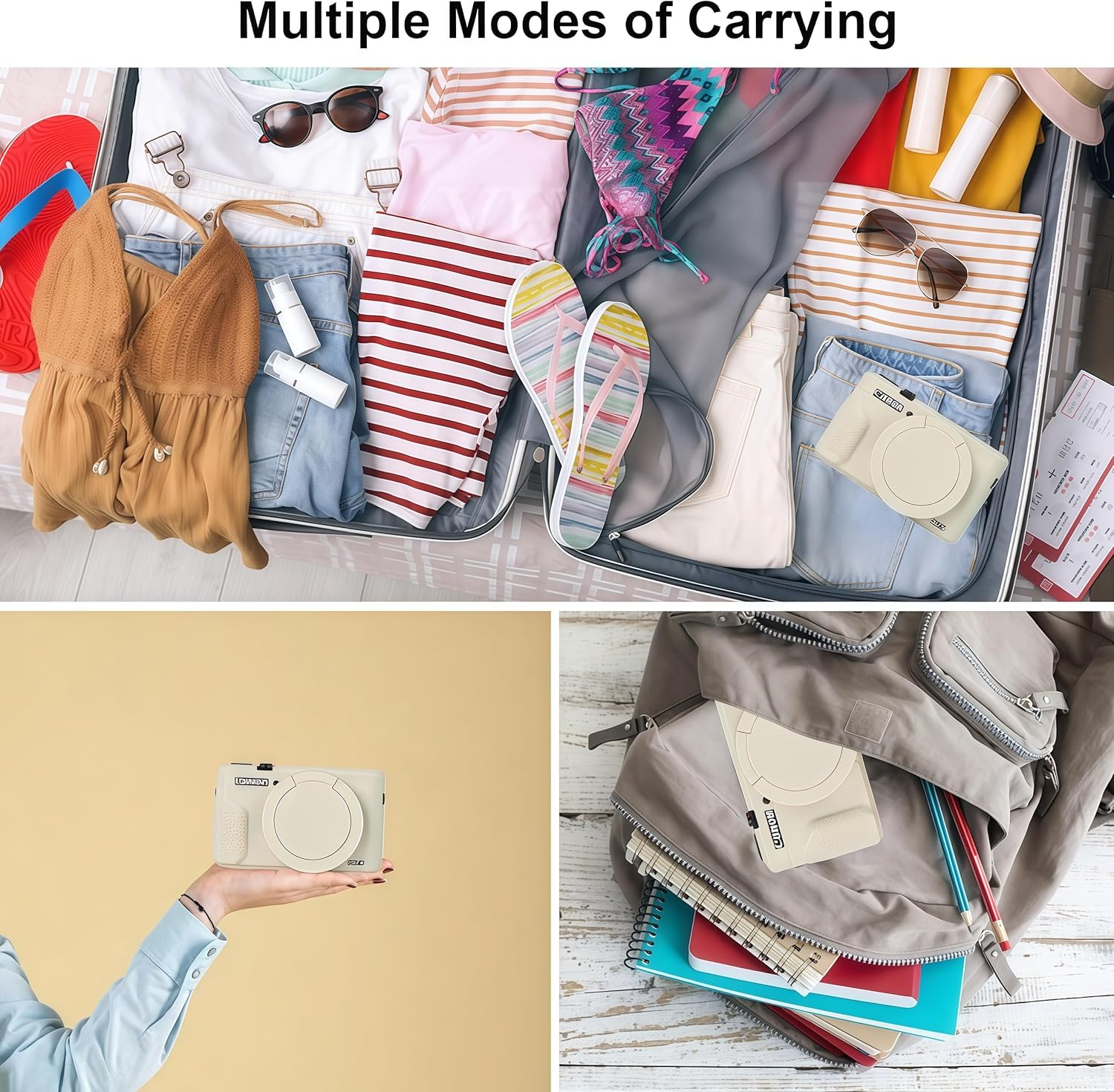 Silicone Case for Canon G7X Mark III Camera Case with 3 Pcs Sreen Protectors,Detachable Lens Cover for Canon G7 X Mark III Cover Black - White image number 4