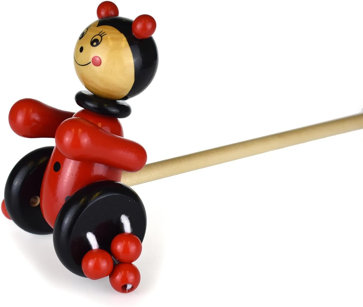 Kaper Kidz Push along Wooden Ladybird Toy - Wooden Push Toy for Toddlers image number 2